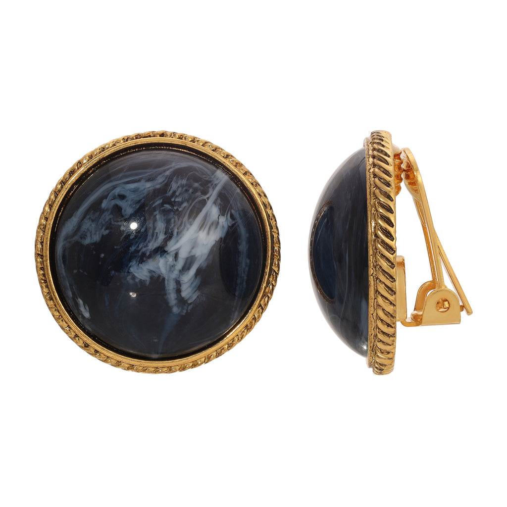 1928 Jewelry Givre Sapphire Blue Clip On Earrings