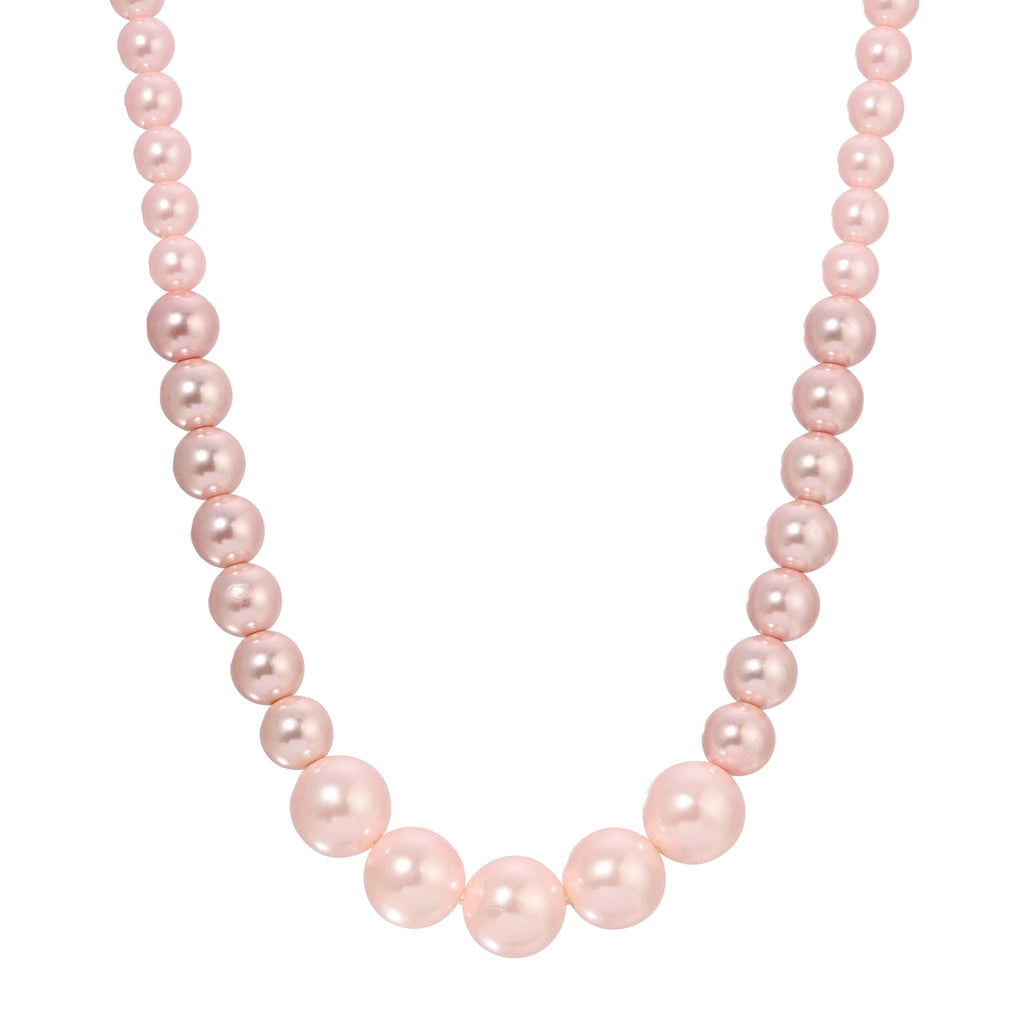 Pink Faux Pearl Strand Necklace 16" + 3" Extender