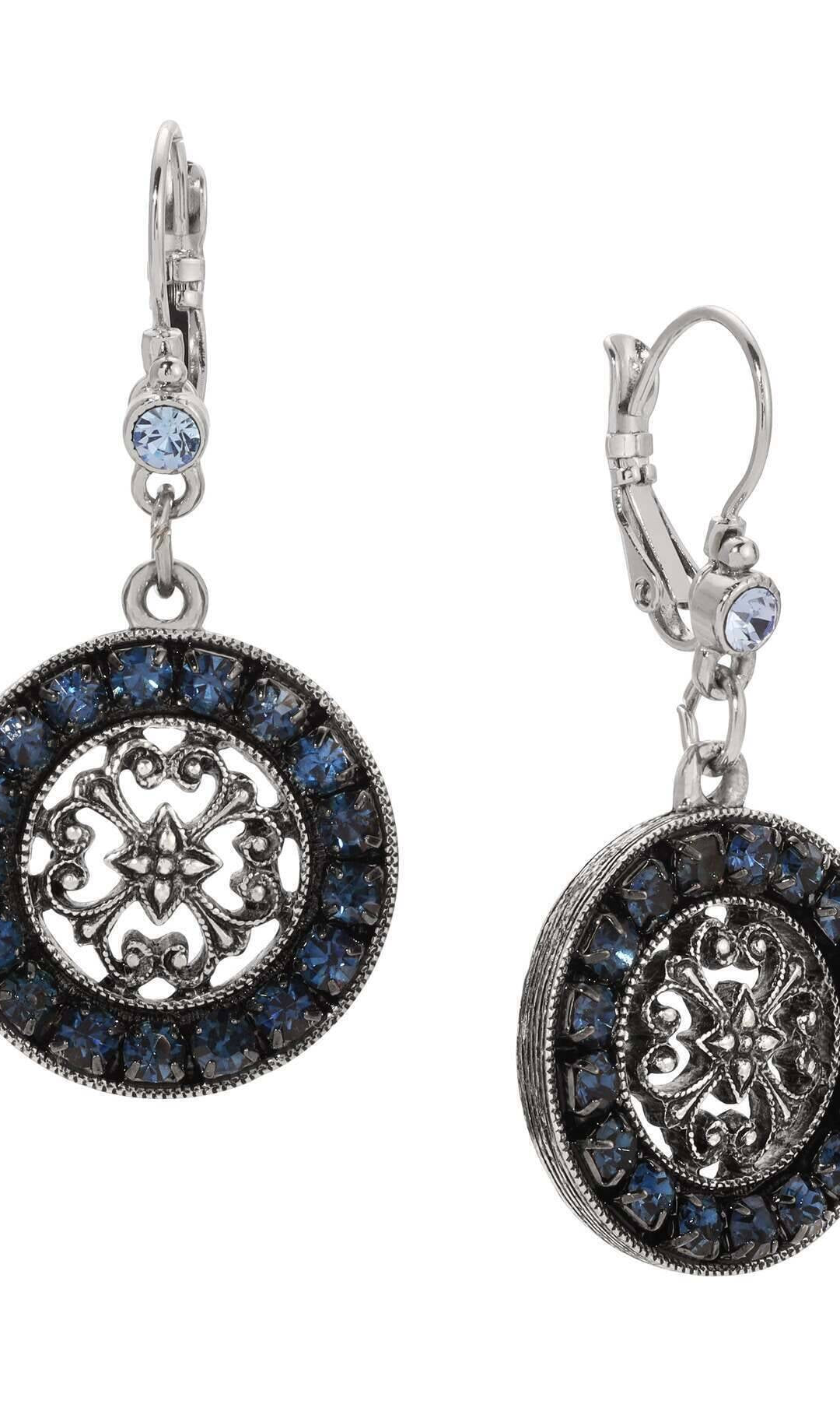 1928 Jewelry Hanauma Filigree Crystal Dangle Earrings