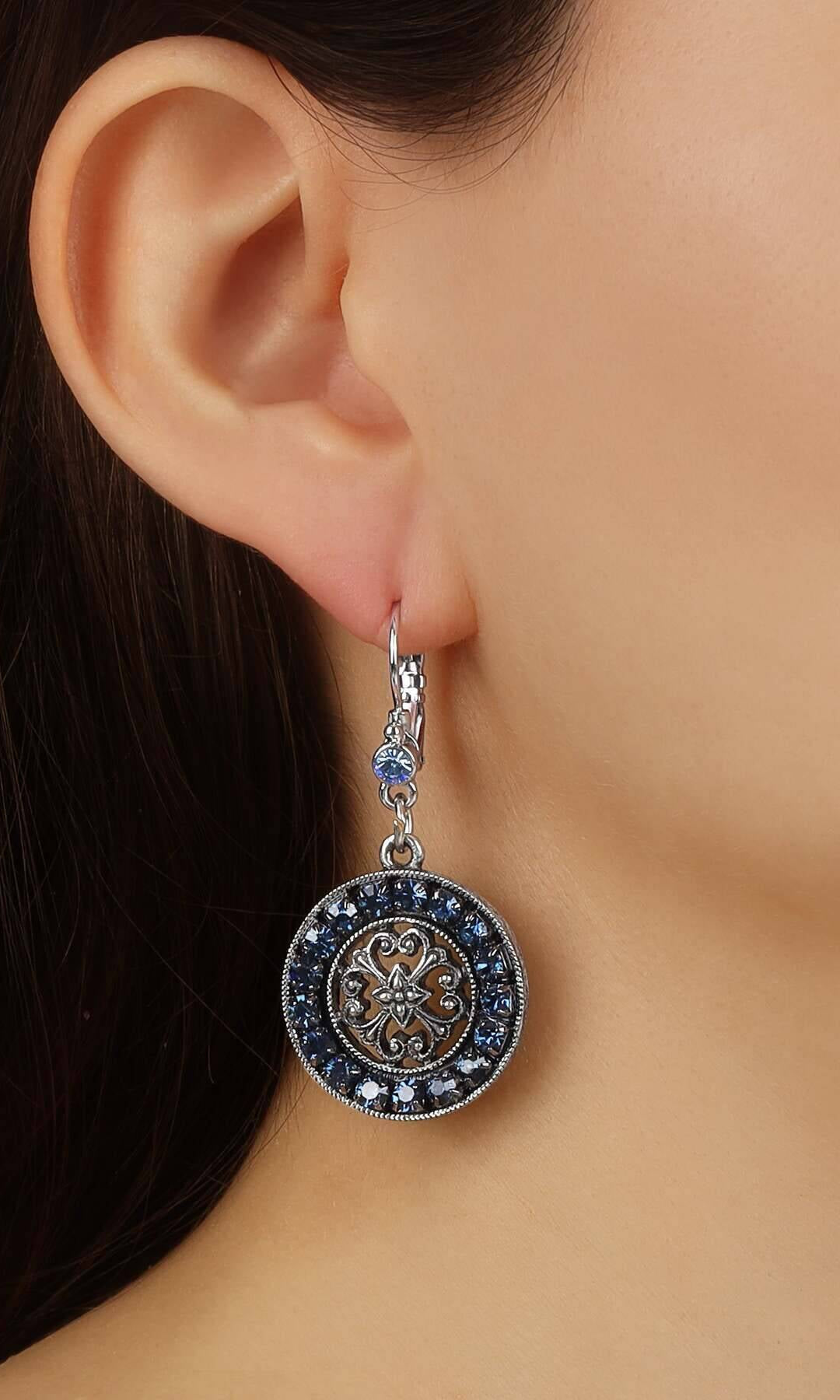 1928 Jewelry Hanauma Filigree Crystal Dangle Earrings