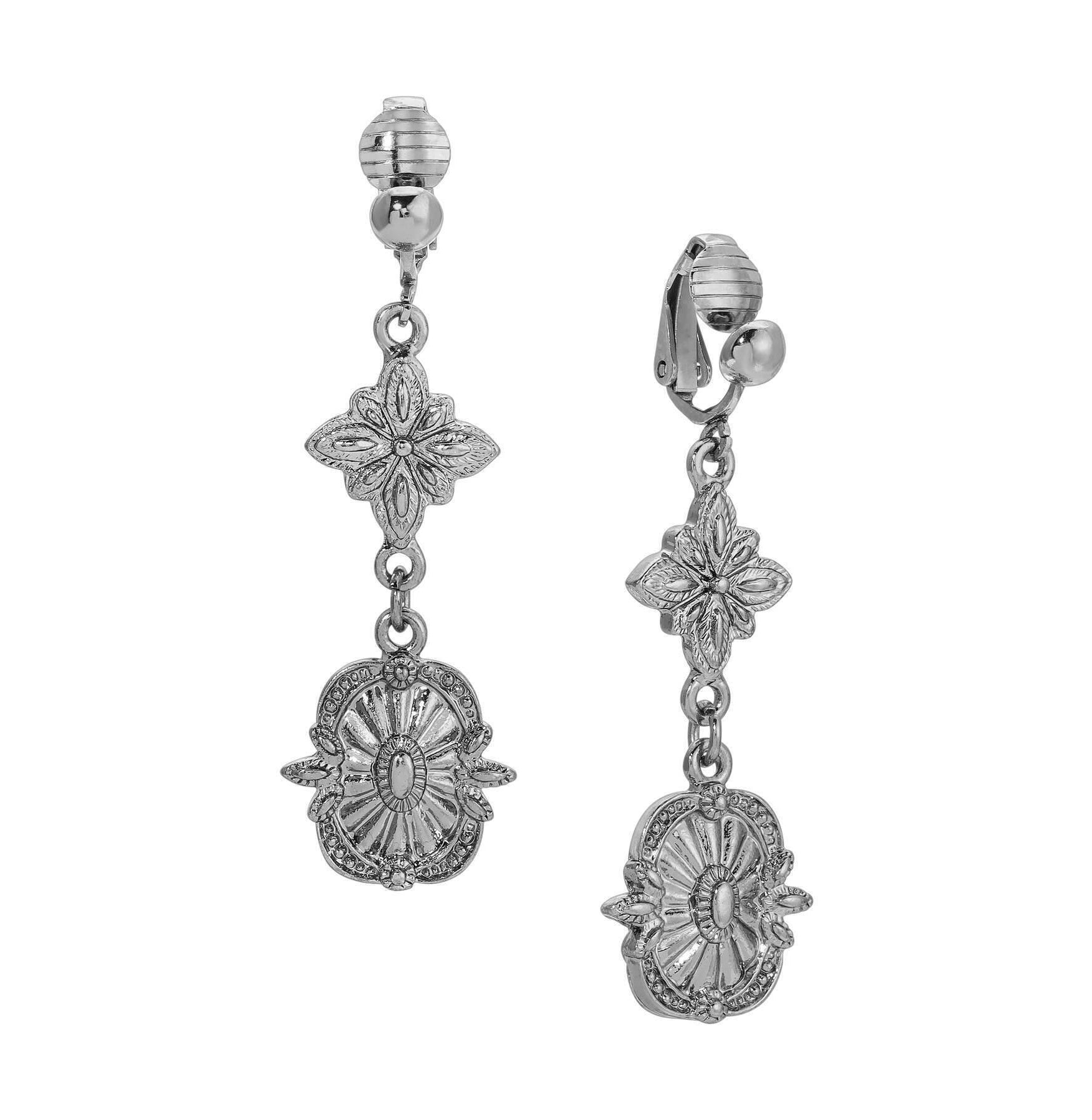 1928 Jewelry Tailored Double Starburst Clip Earrings