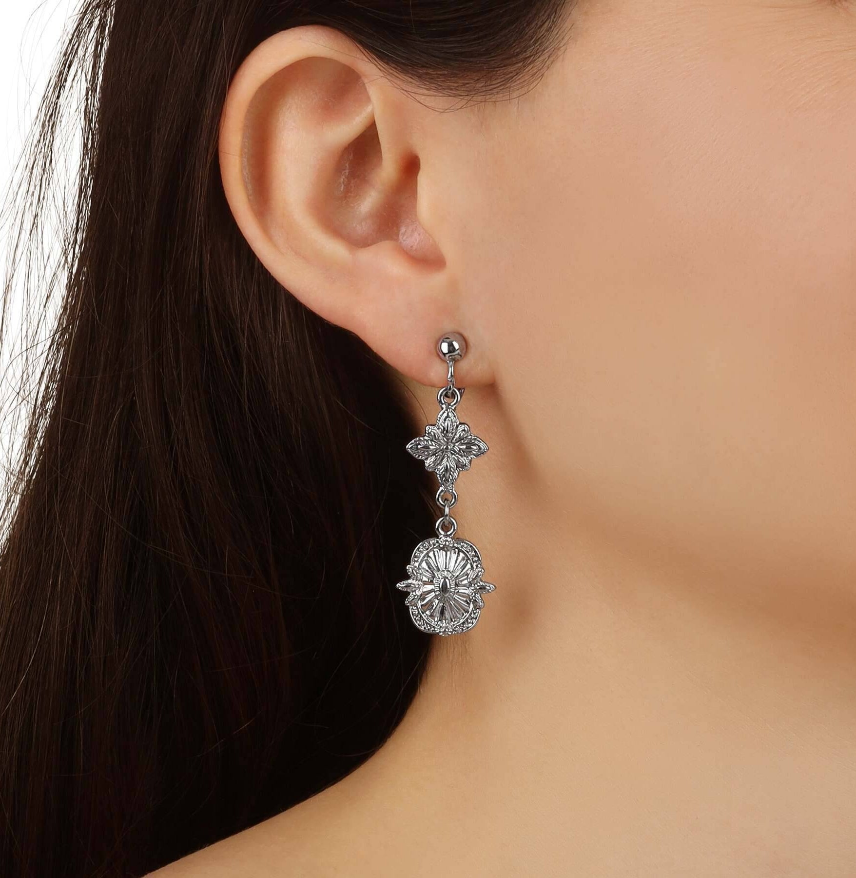 1928 Jewelry Tailored Double Starburst Clip Earrings