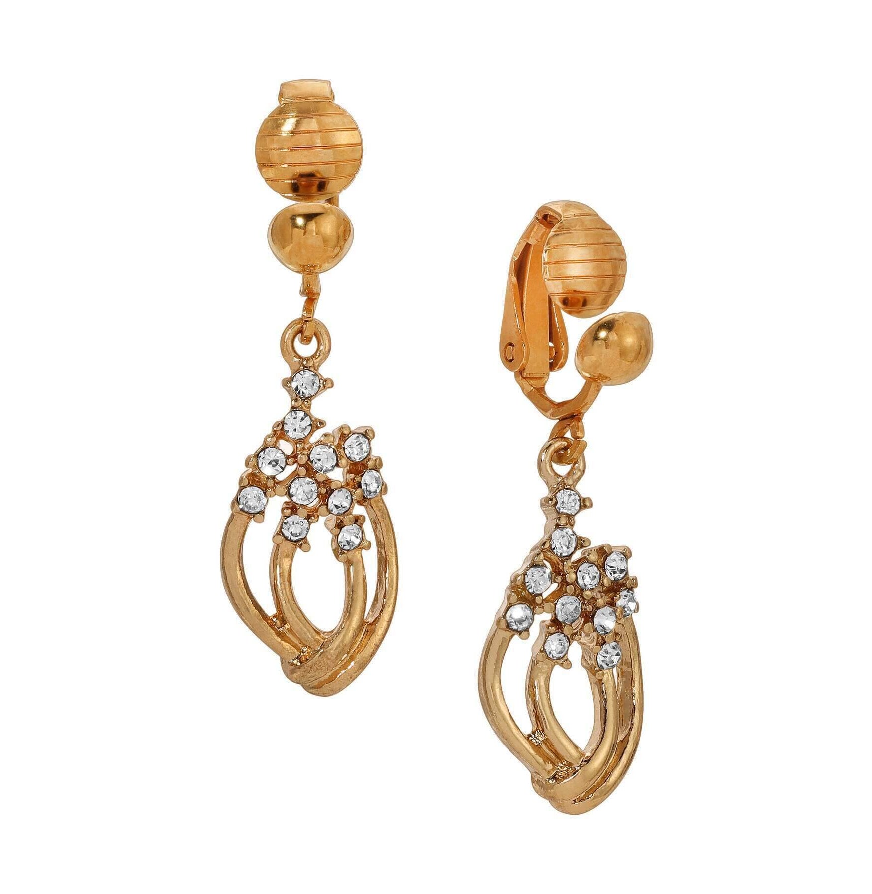 1928 Jewelry Deco Crystal Brilliance Clip On Earrings