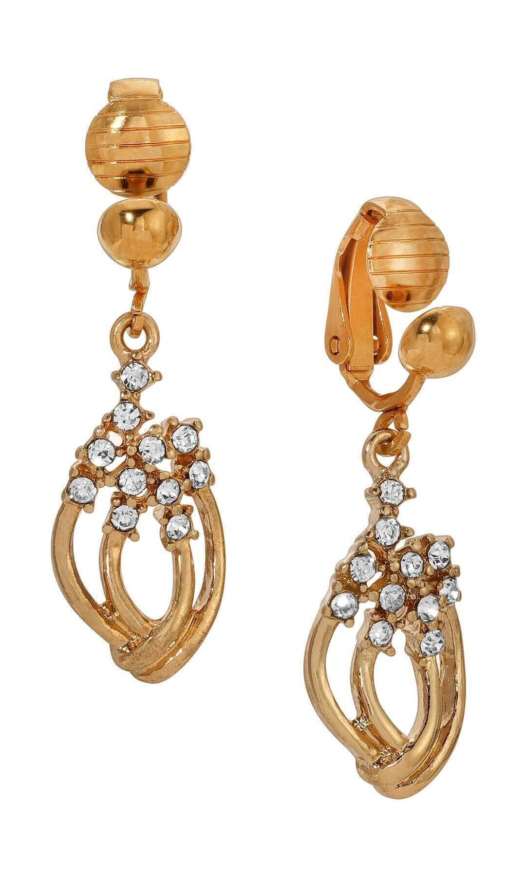 1928 Jewelry Deco Crystal Brilliance Clip On Earrings