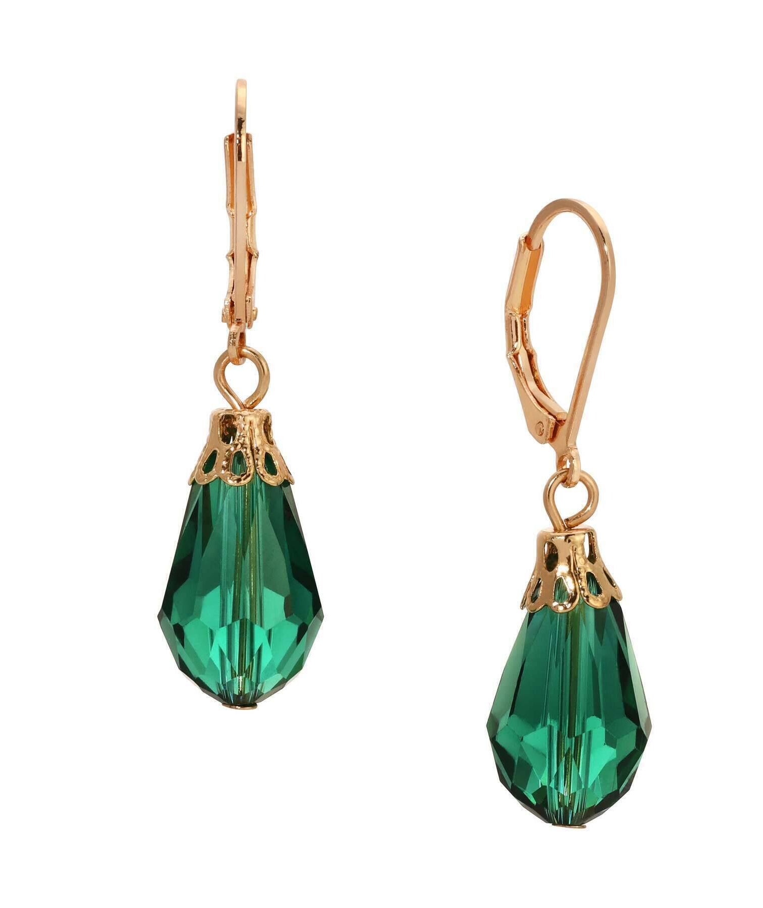 1928 Jewelry Teardrop Crystal Bead Allure Drop Earrings