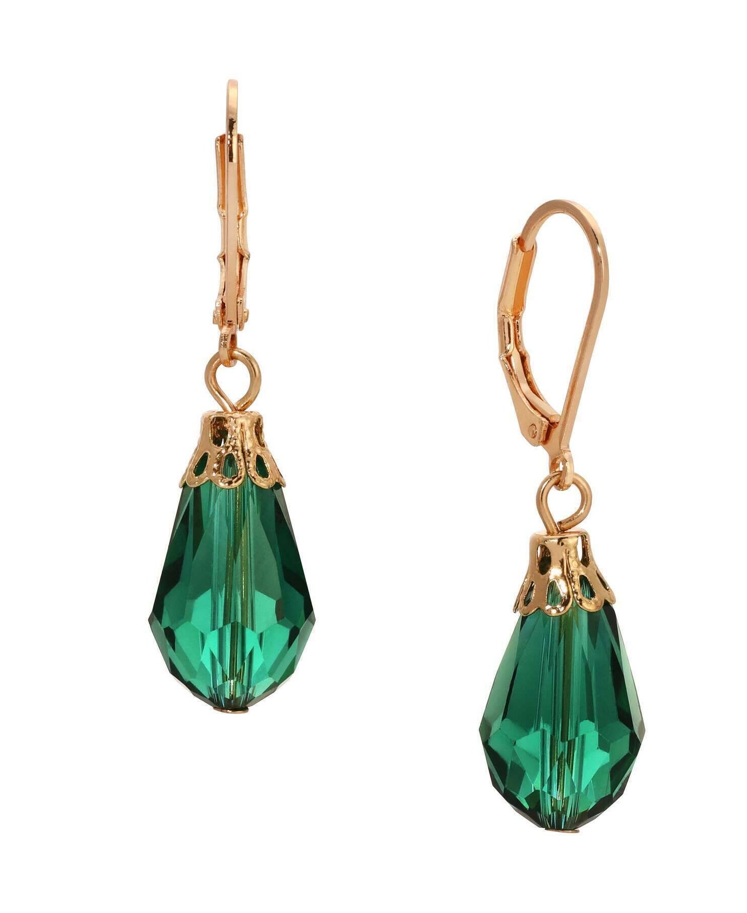 1928 Jewelry Teardrop Crystal Bead Allure Drop Earrings