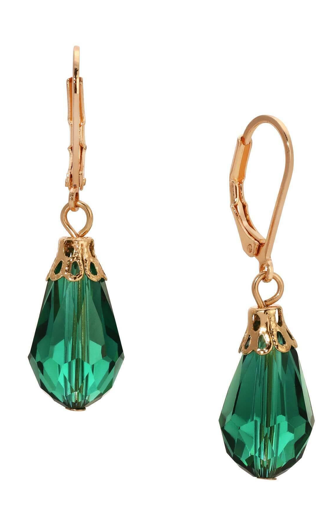 1928 Jewelry Teardrop Crystal Bead Allure Drop Earrings