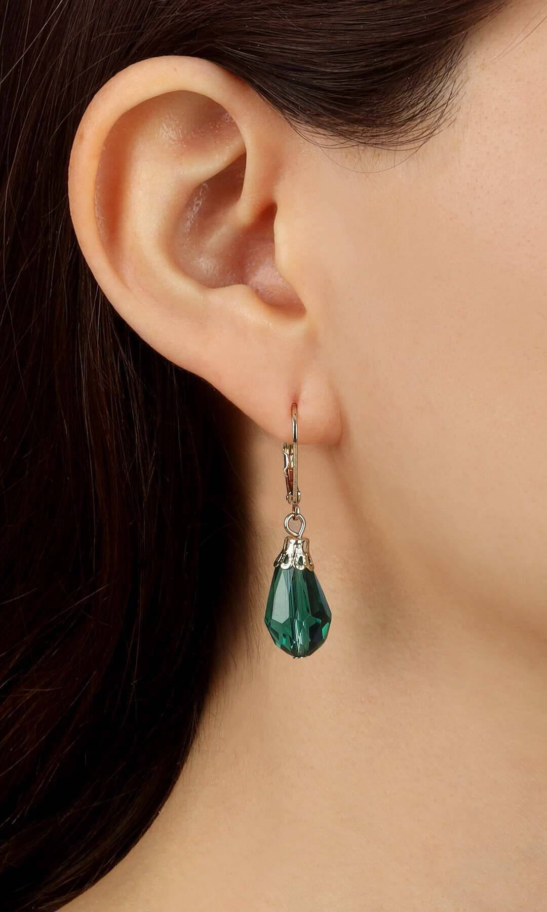 1928 Jewelry Teardrop Crystal Bead Allure Drop Earrings