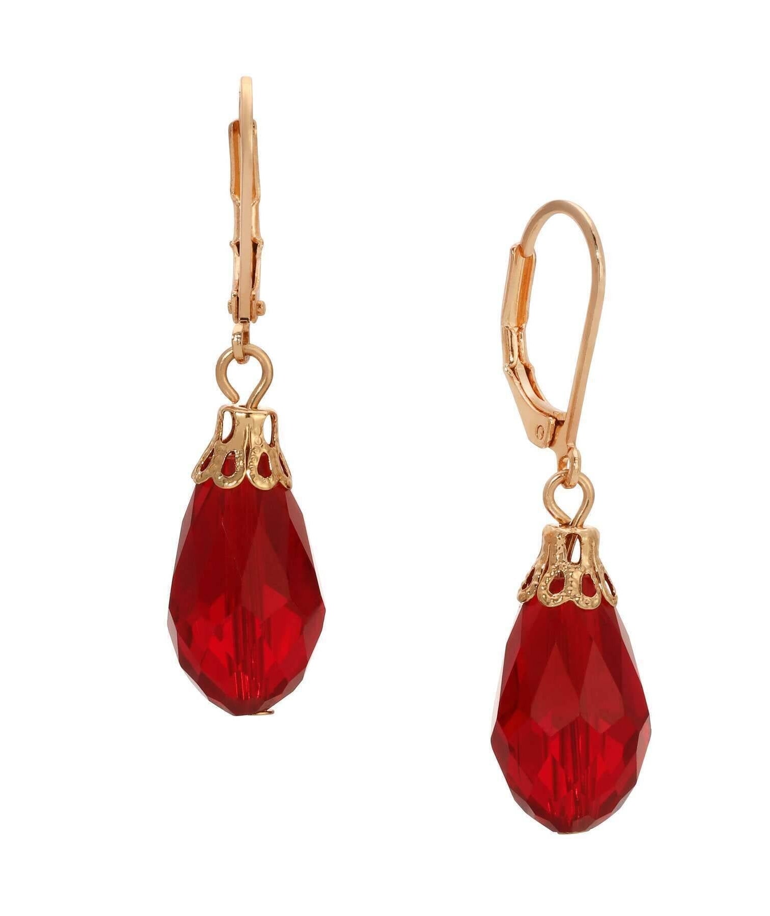 1928 Jewelry Teardrop Crystal Bead Allure Drop Earrings