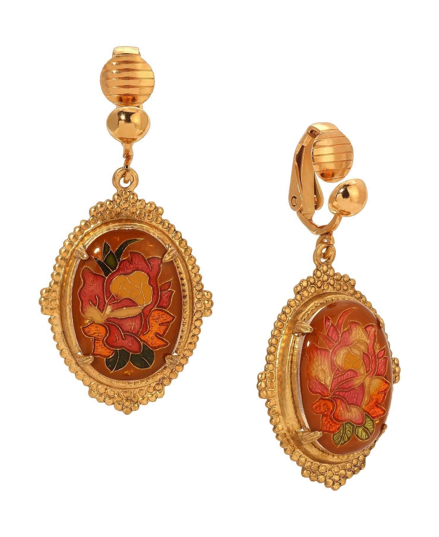 1928 Jewelry Classic Floral Oval Clip On Earrings