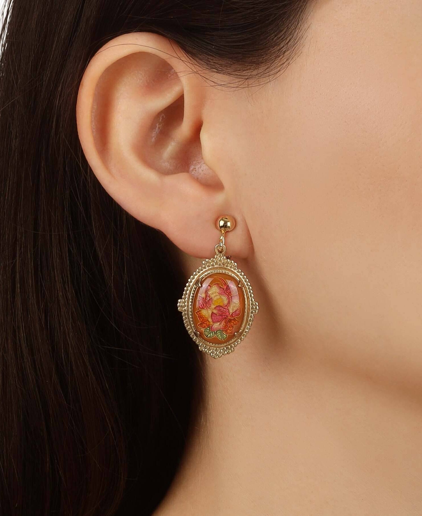 1928 Jewelry Classic Floral Oval Clip On Earrings