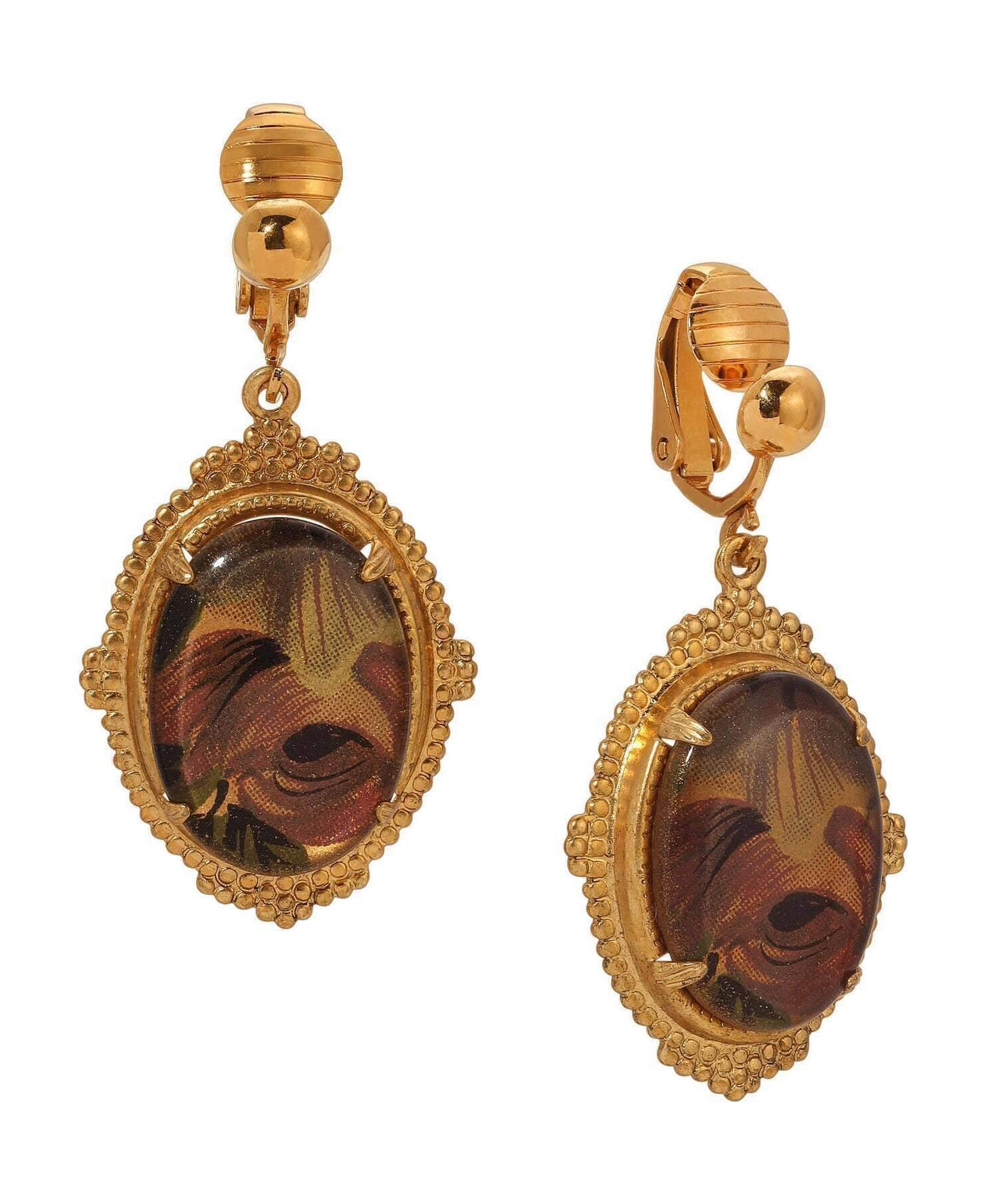 1928 Jewelry Classic Floral Oval Clip On Earrings