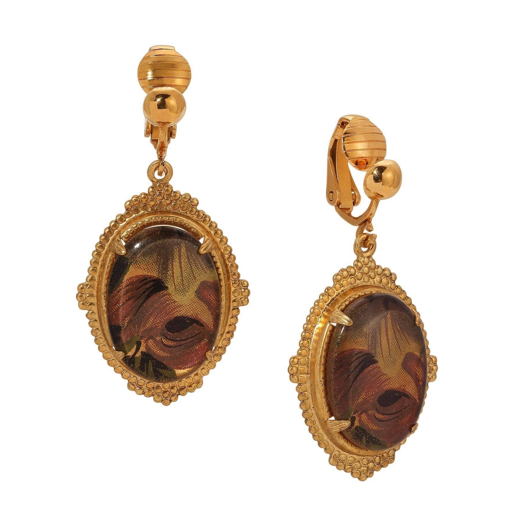 1928 Jewelry Classic Floral Oval Clip On Earrings