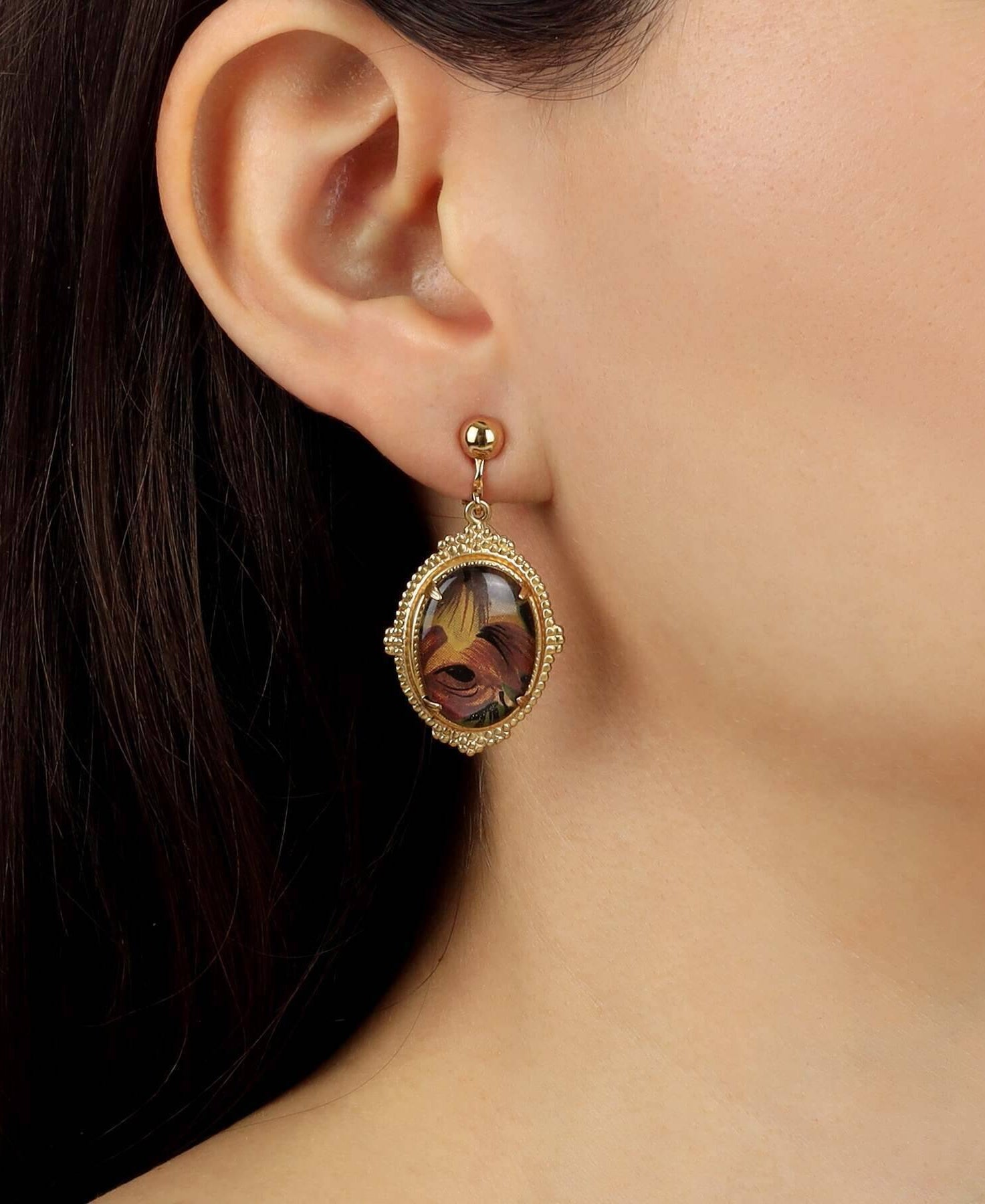 1928 Jewelry Classic Floral Oval Clip On Earrings