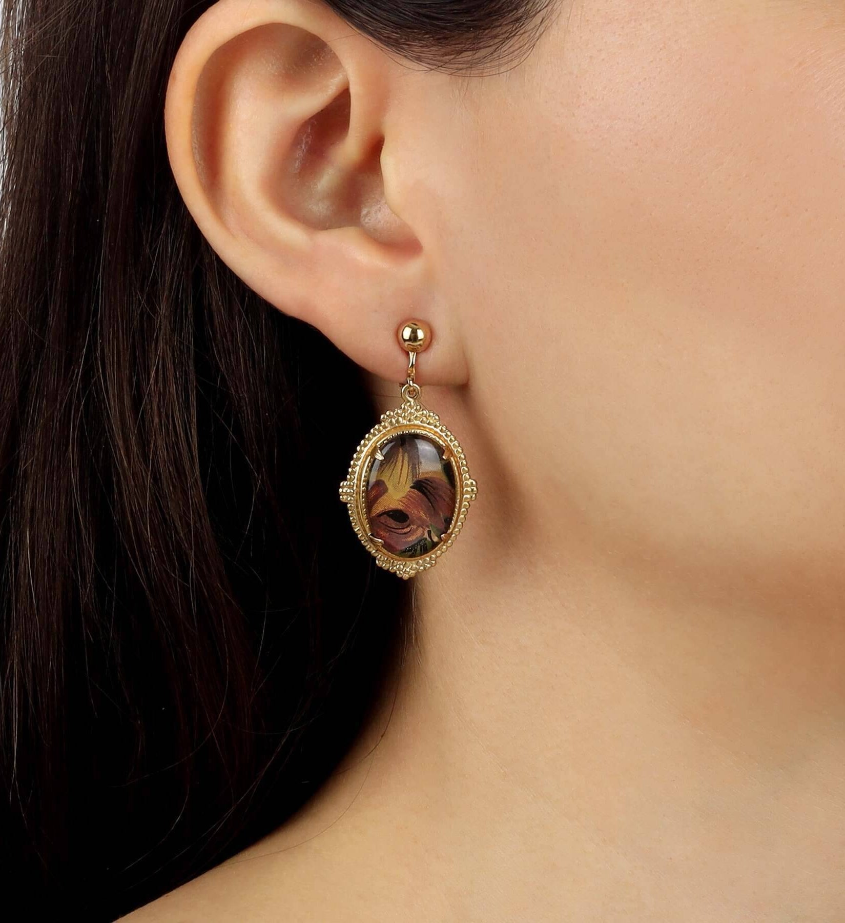 1928 Jewelry Classic Floral Oval Clip On Earrings