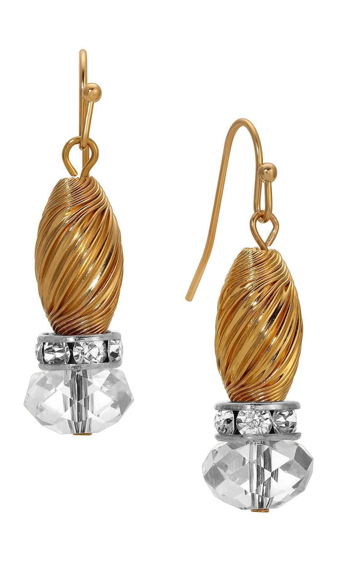 1928 Jewelry Whirlwind Gold & Glass Crystal Bead Drop Earrings