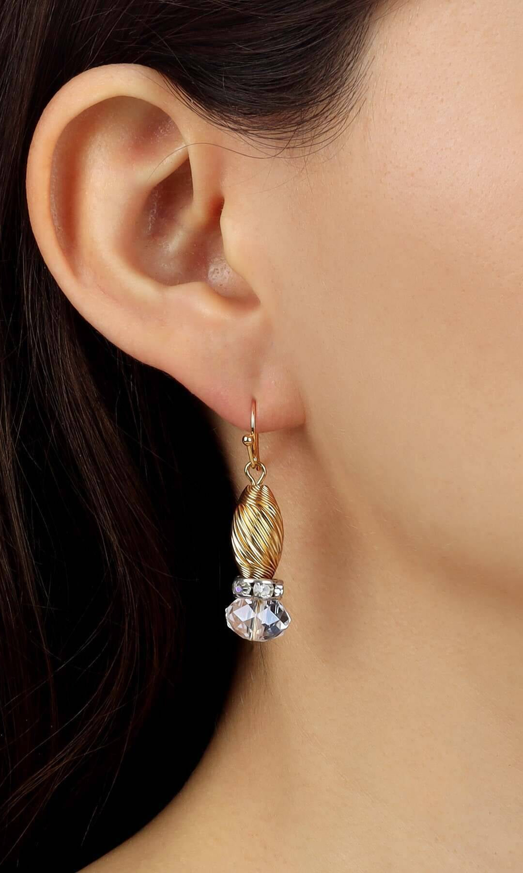 1928 Jewelry Whirlwind Gold & Glass Crystal Bead Drop Earrings