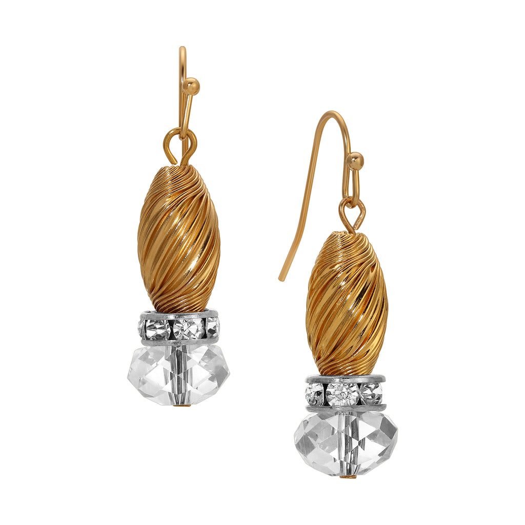 1928 Jewelry Whirlwind Gold & Glass Crystal Bead Drop Earrings