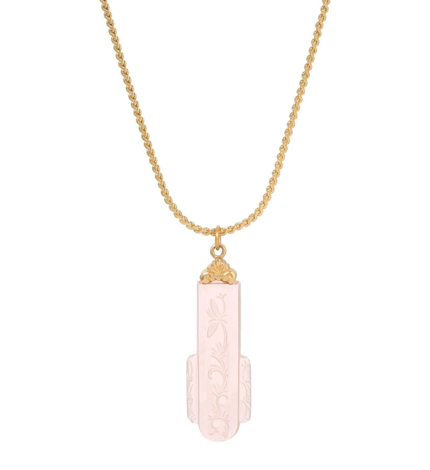 1928 Jewelry Della Vite Glass Pendant Necklace 15" + 3" Extension