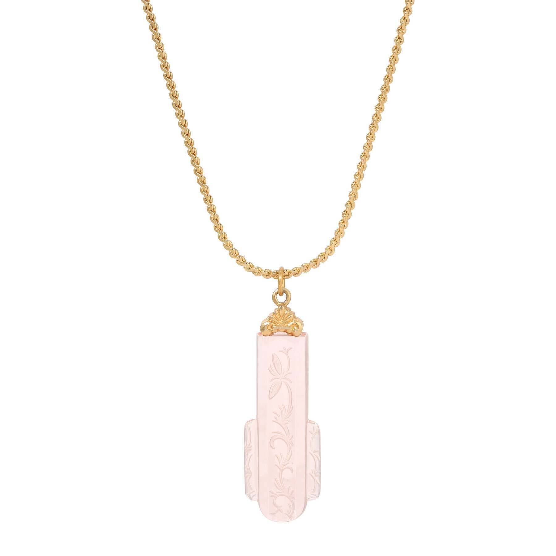 1928 Jewelry Della Vite Glass Pendant Necklace 15" + 3" Extension