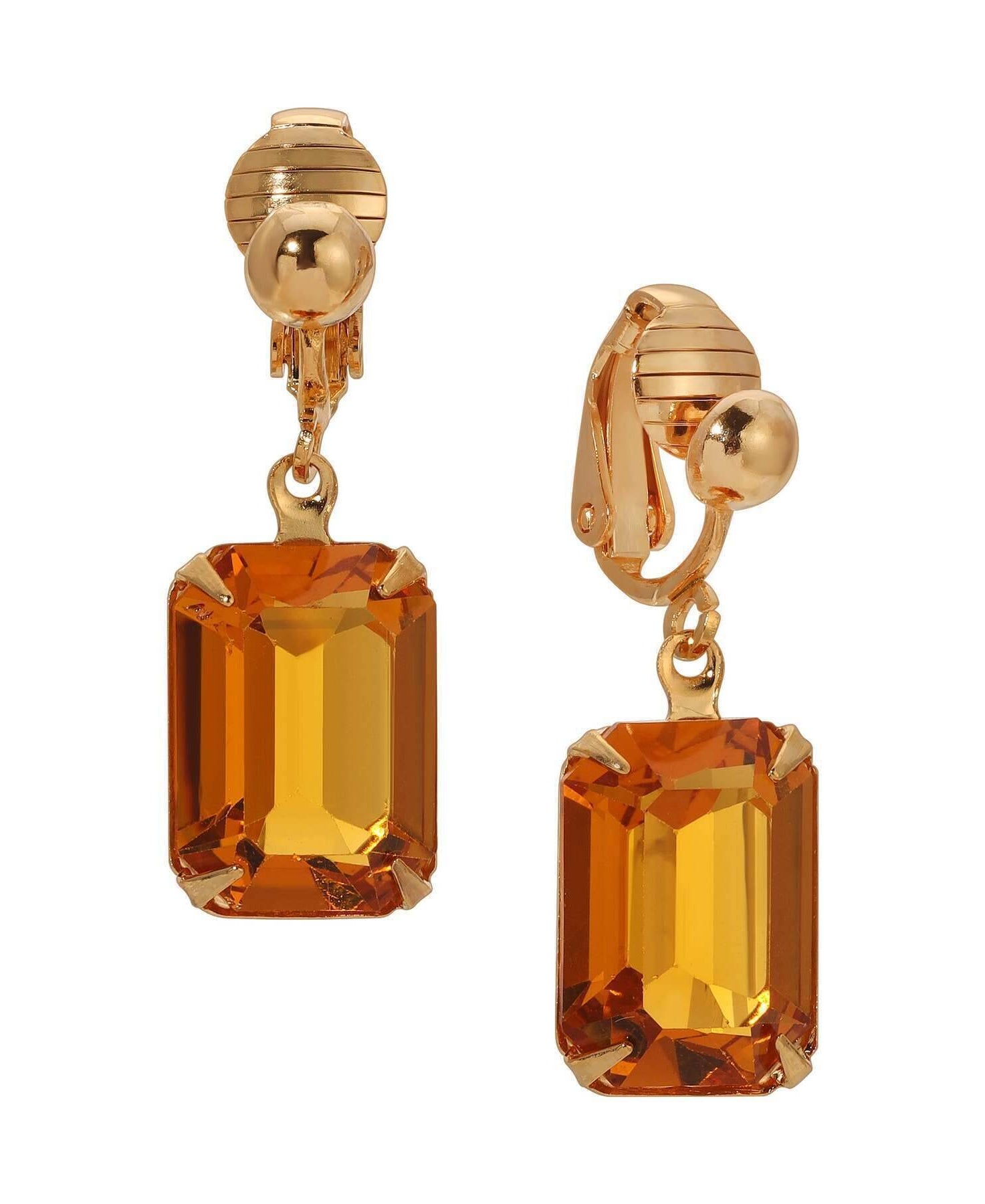 1928 Jewelry Golden Elegance Topaz Austrian Crystal Clip On Earrings