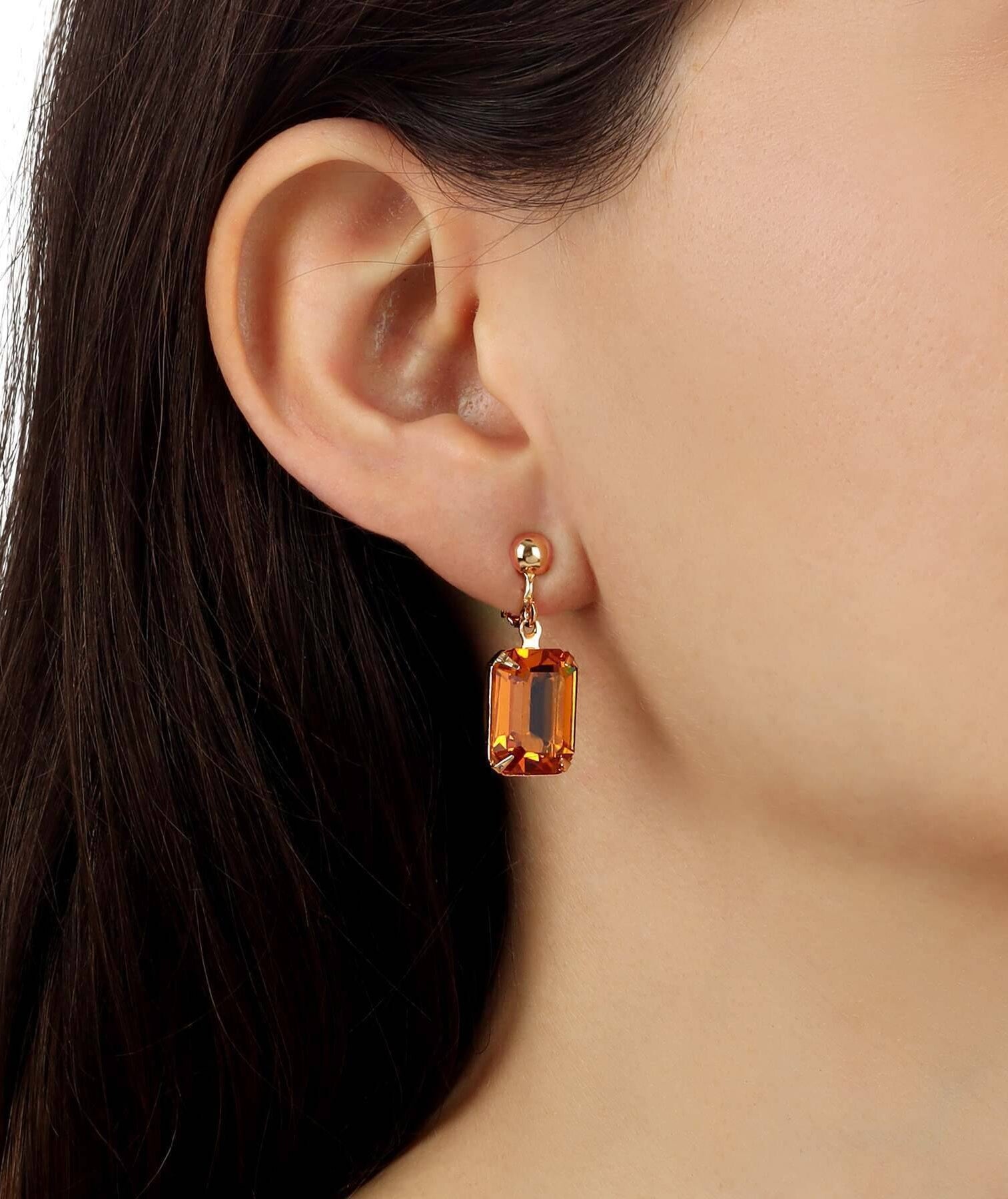 1928 Jewelry Golden Elegance Topaz Austrian Crystal Clip On Earrings