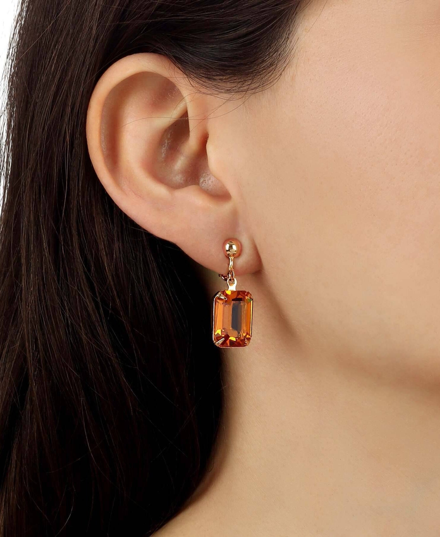 1928 Jewelry Golden Elegance Topaz Austrian Crystal Clip On Earrings