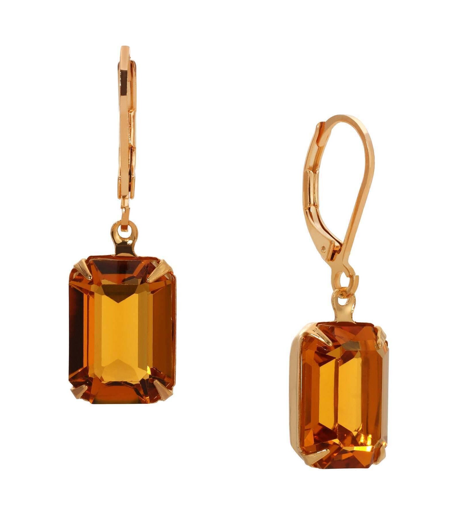 1928 Jewelry Golden Elegance Topaz Austrian Crystal Drop Earrings
