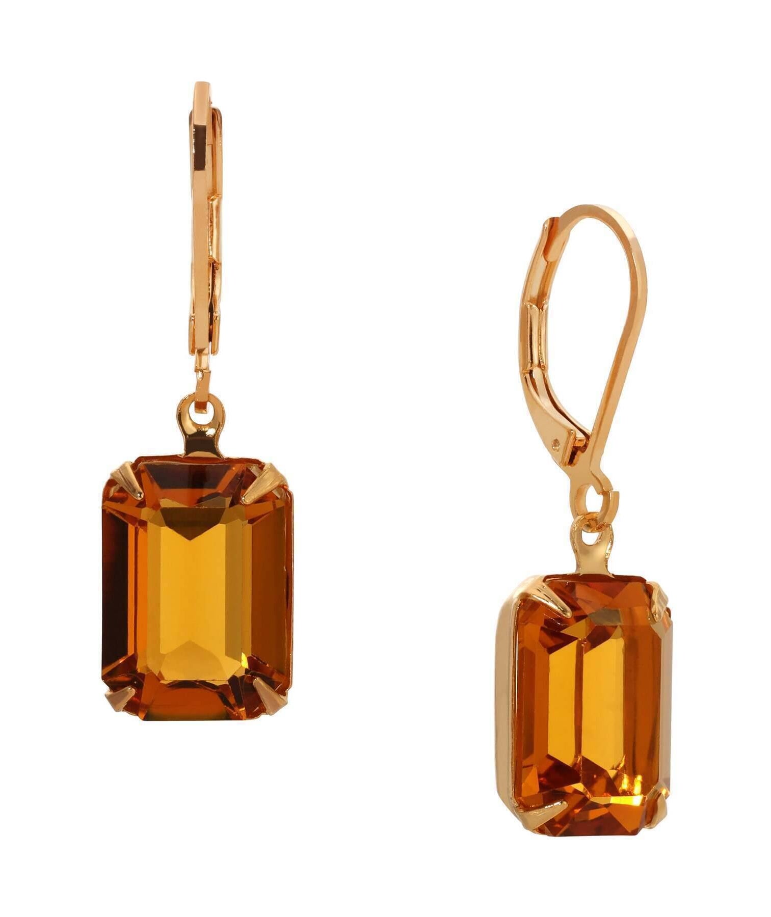 1928 Jewelry Golden Elegance Topaz Austrian Crystal Drop Earrings