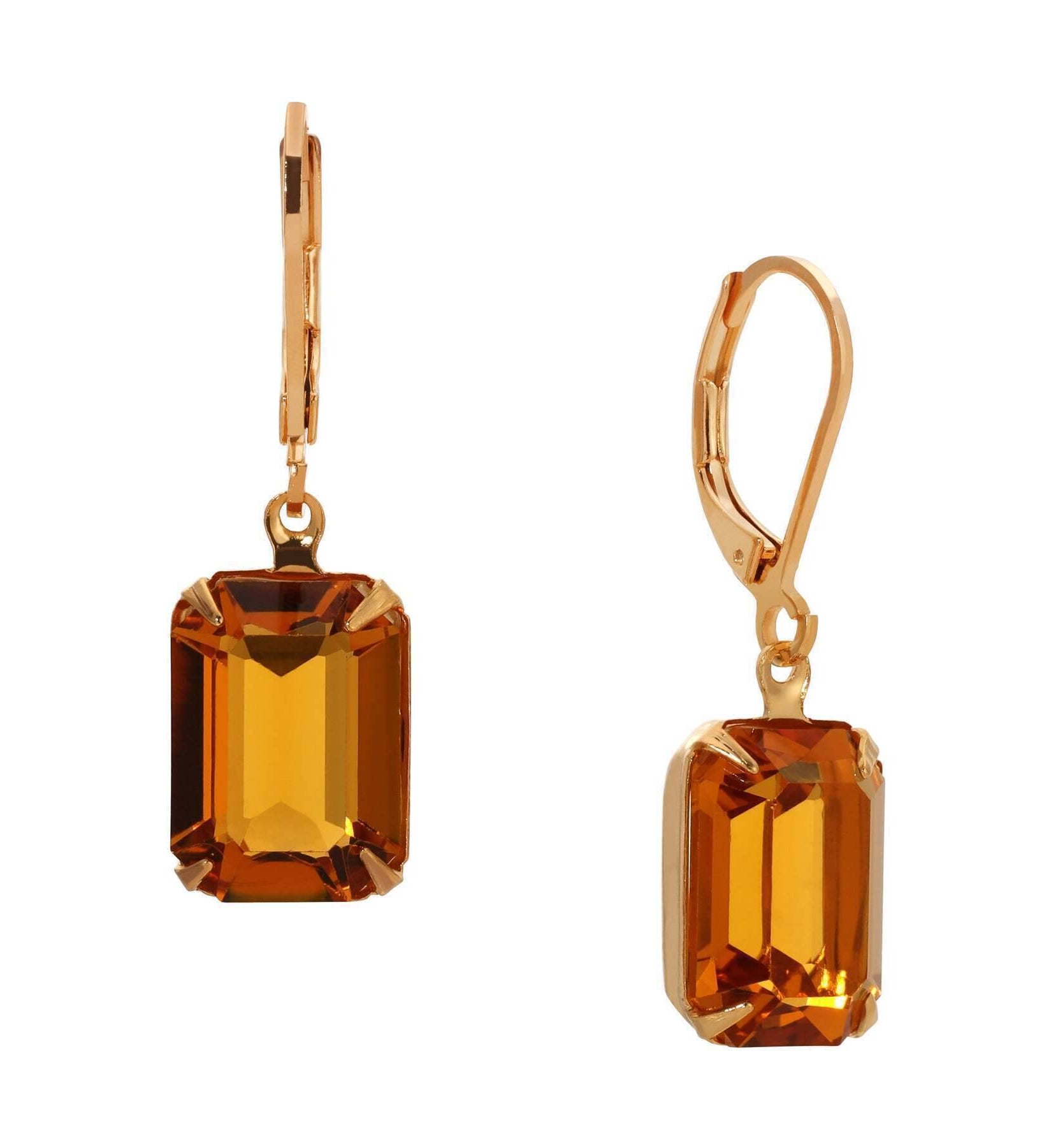 1928 Jewelry Golden Elegance Topaz Austrian Crystal Drop Earrings