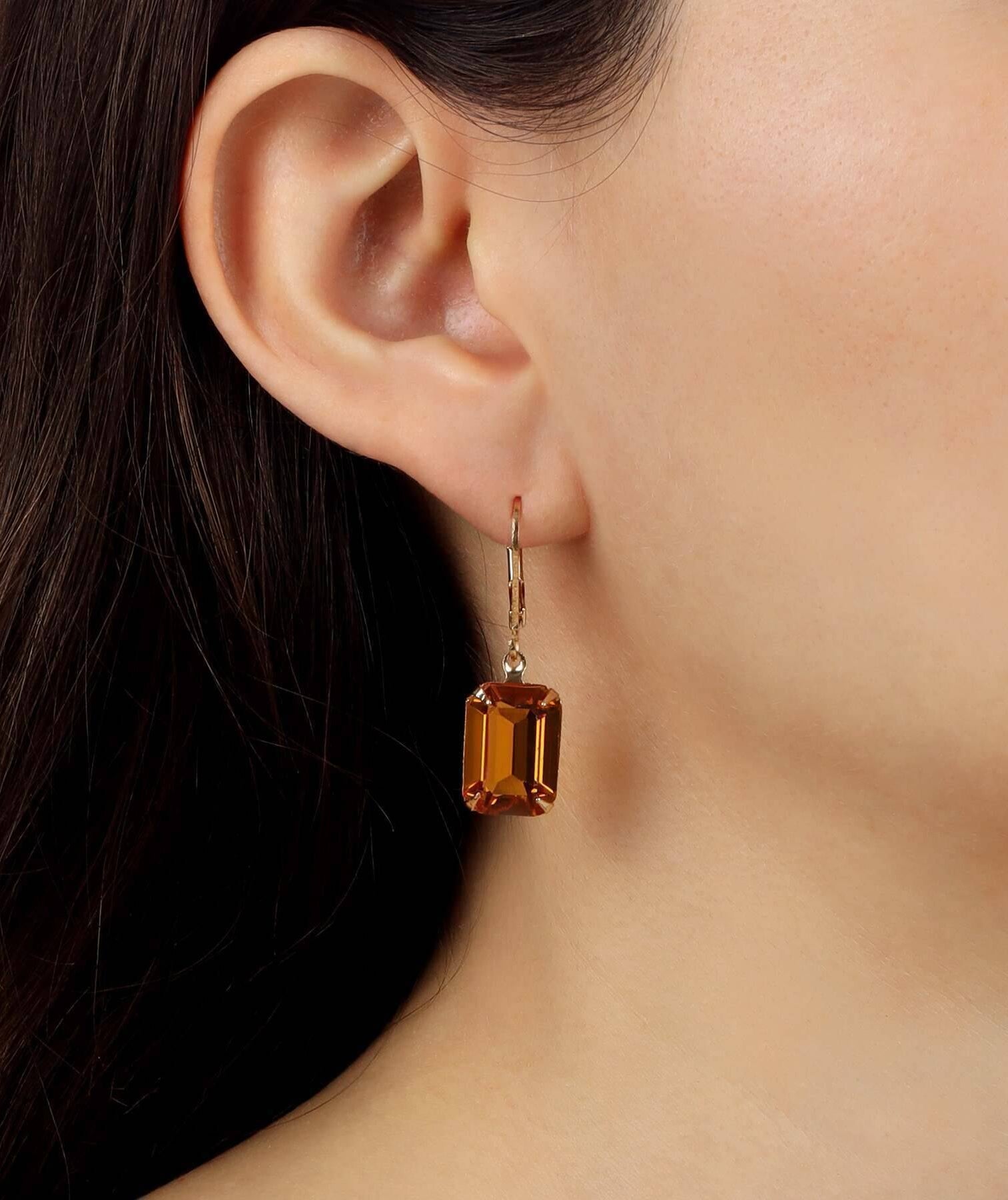 1928 Jewelry Golden Elegance Topaz Austrian Crystal Drop Earrings