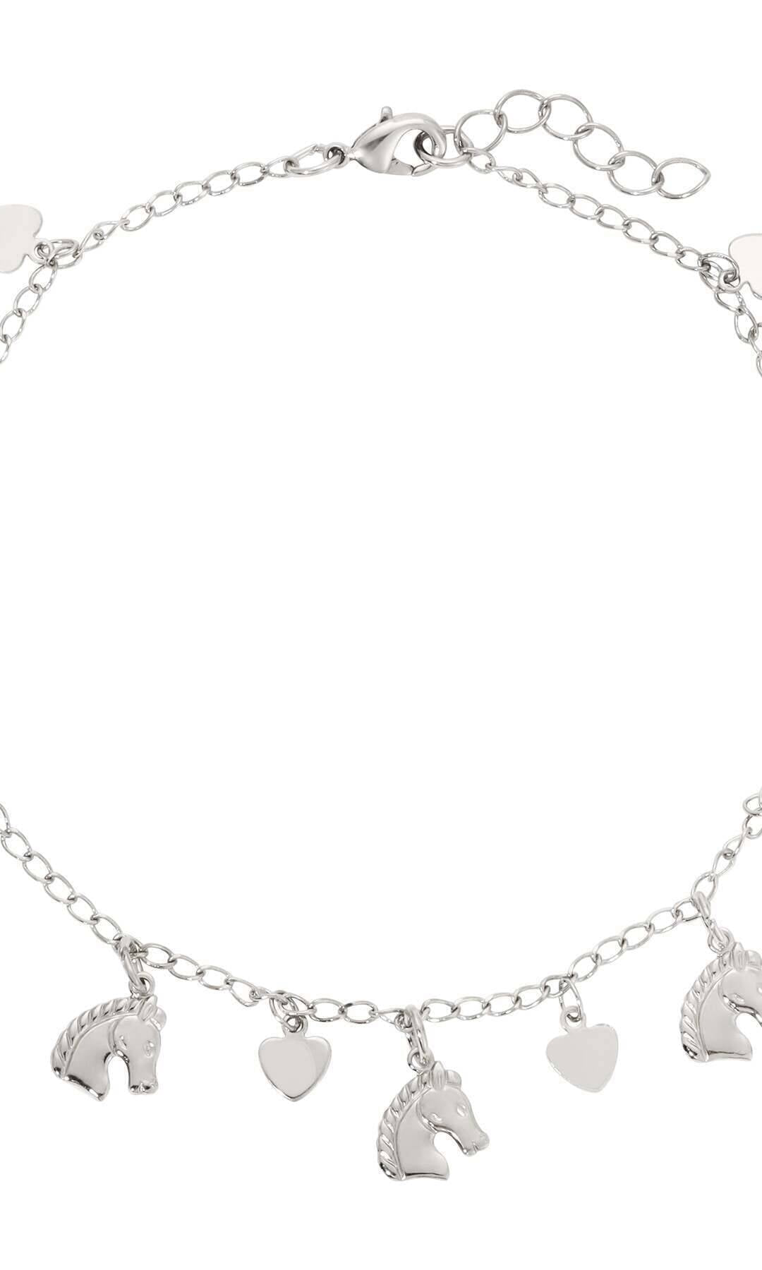 1928 Jewelry Equine & Heart Charms Anklet 9" + 1.5" Extension