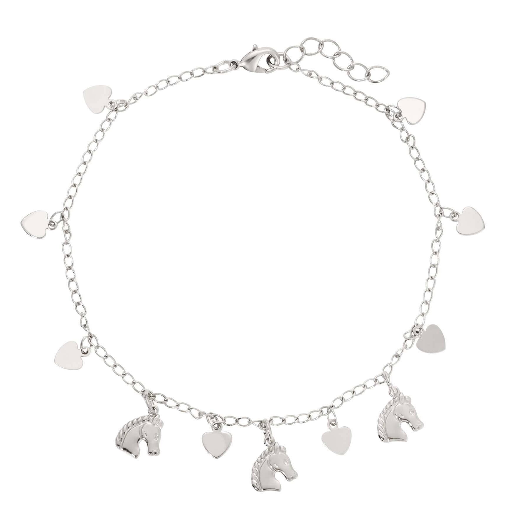 1928 Jewelry Equine & Heart Charms Anklet 9" + 1.5" Extension
