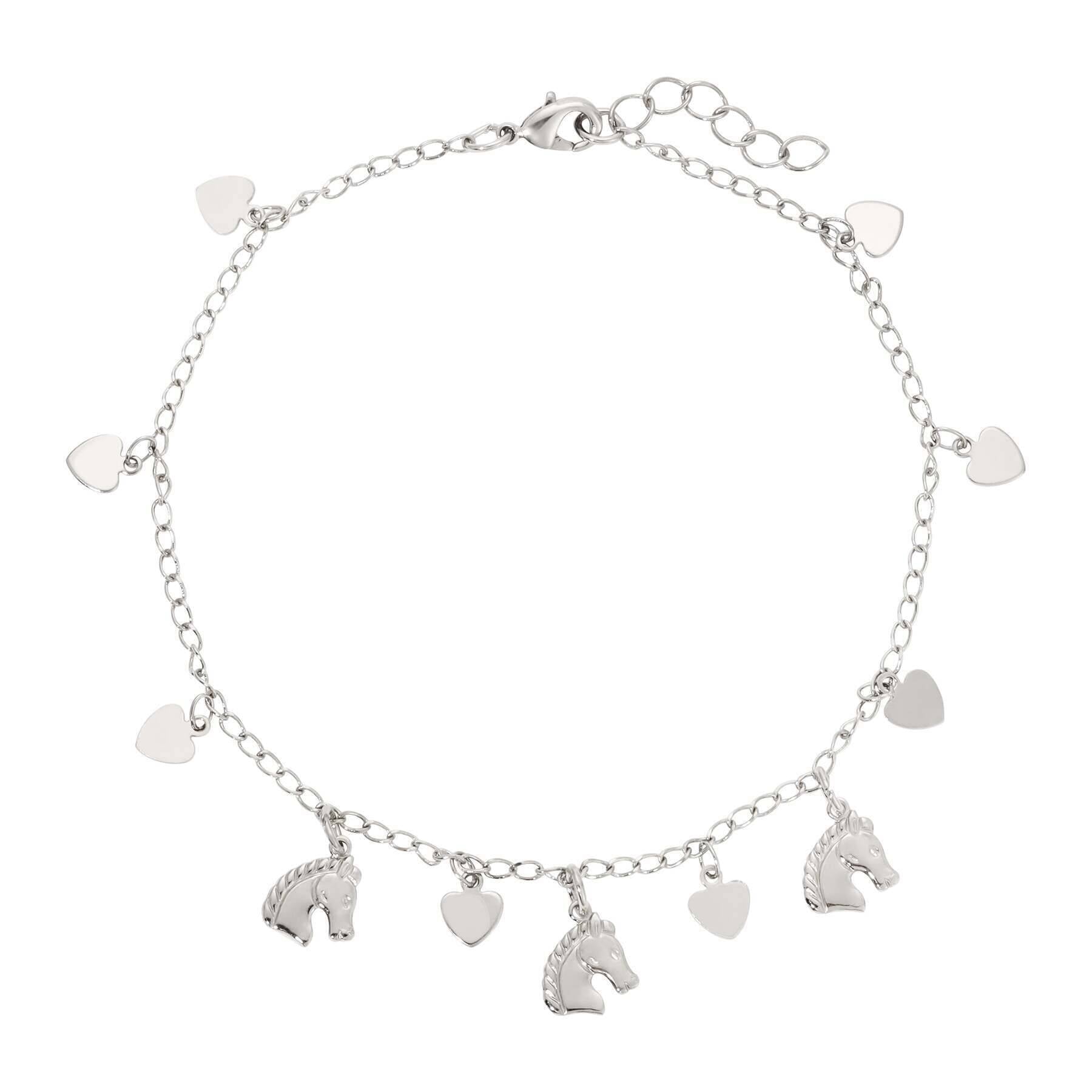 1928 Jewelry Equine & Heart Charms Anklet 9" + 1.5" Extension