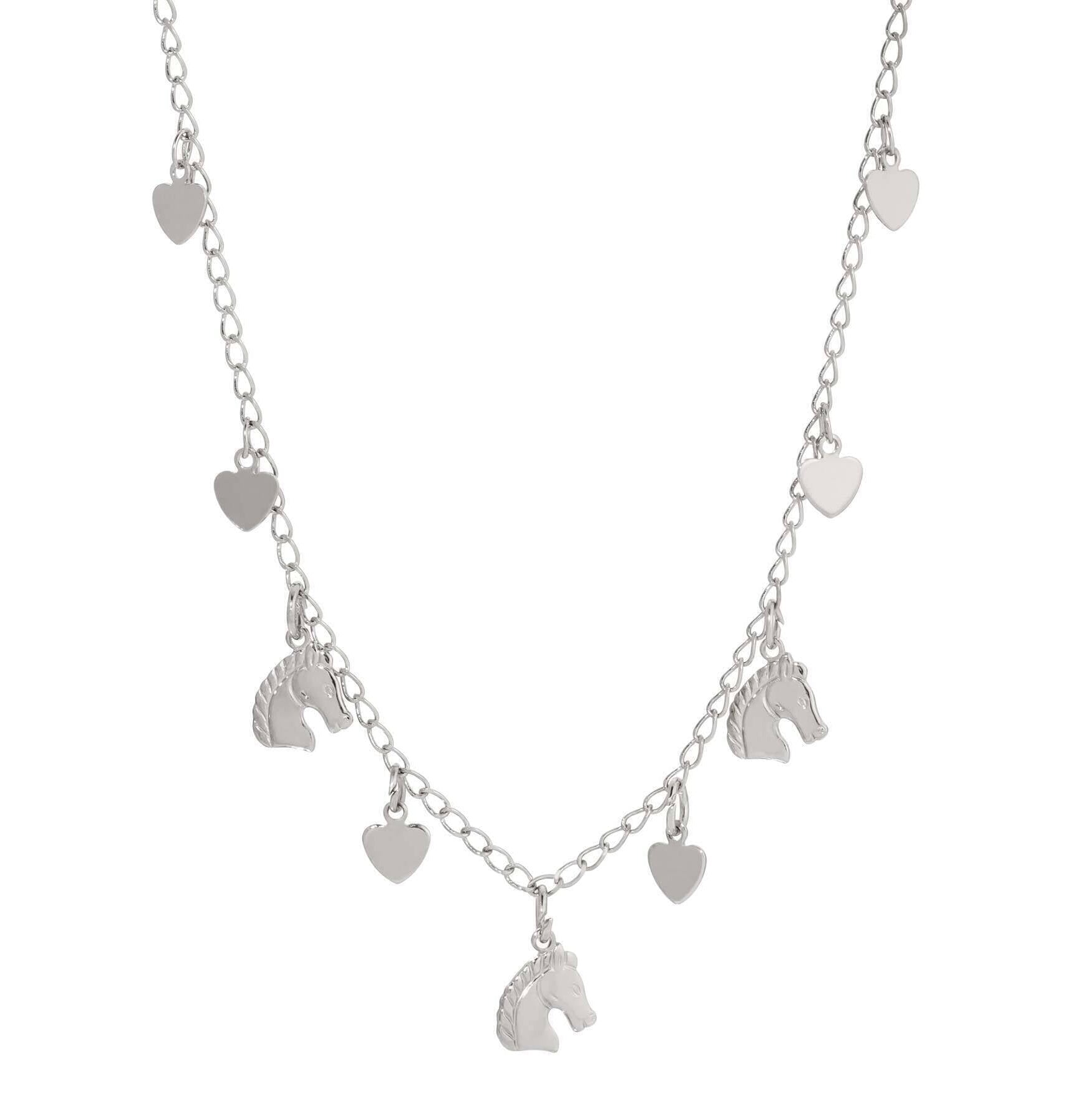 1928 Jewelry Equine & Heart Charms Necklace 16"
