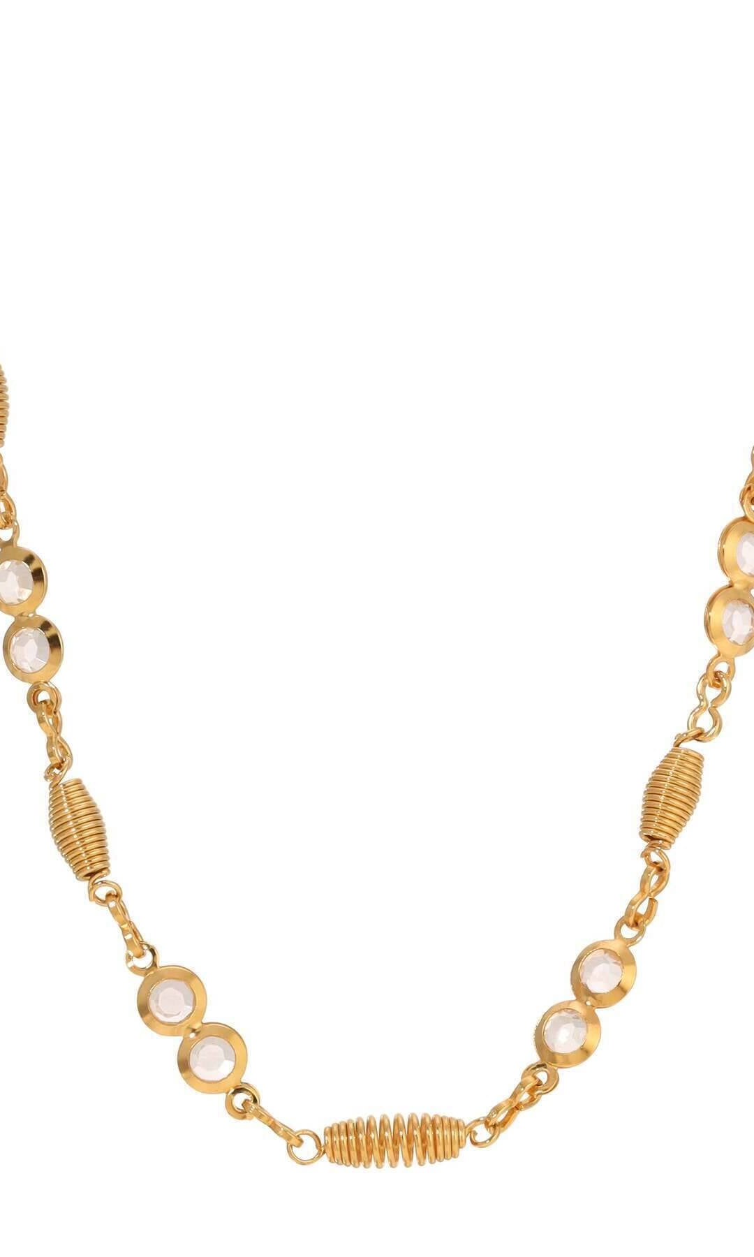 1928 Jewelry Gold Spring & Channel Crystal Link Chain Necklace 16"