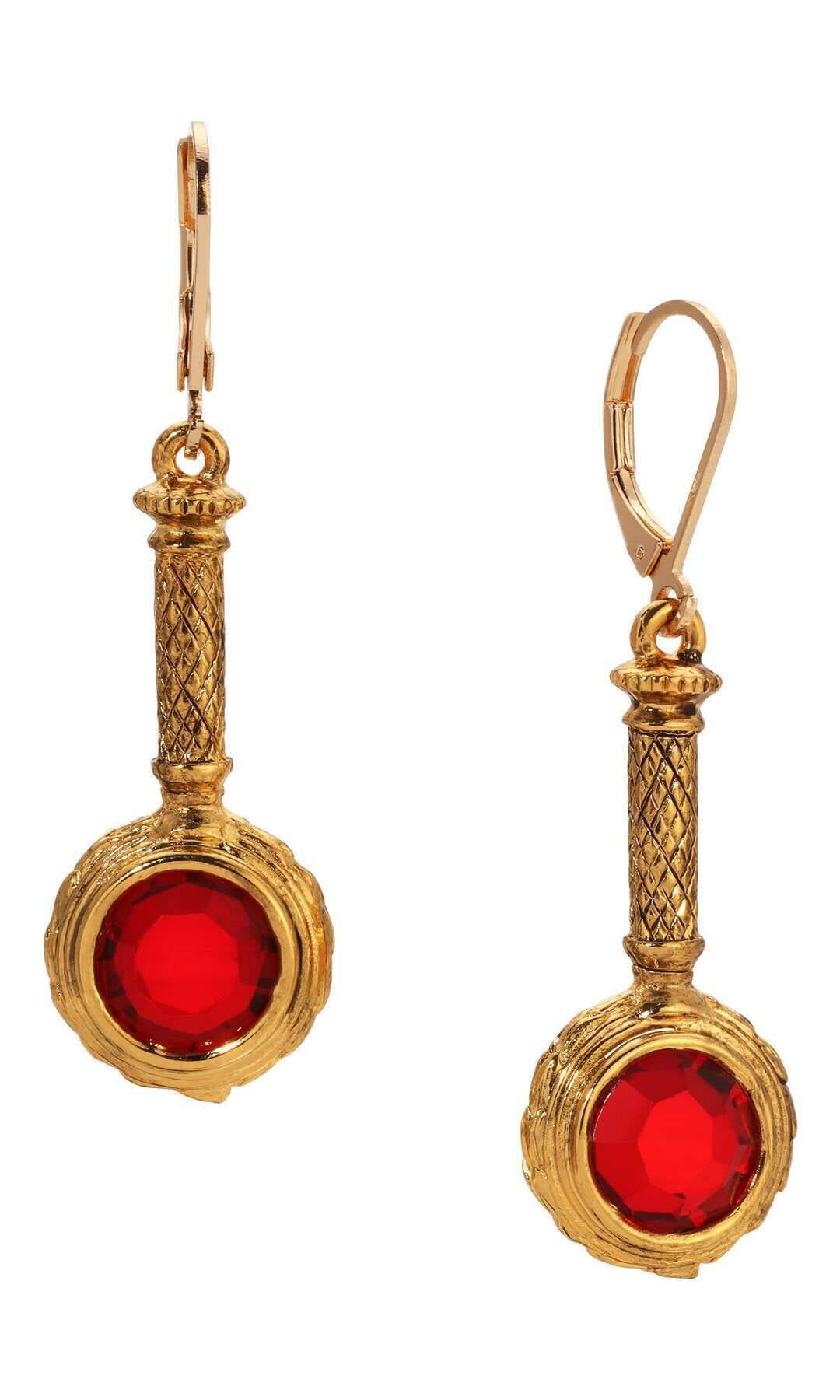 1928 Jewelry Round Austrian Crystal Magnifying Glass Shaped Drop Earrings