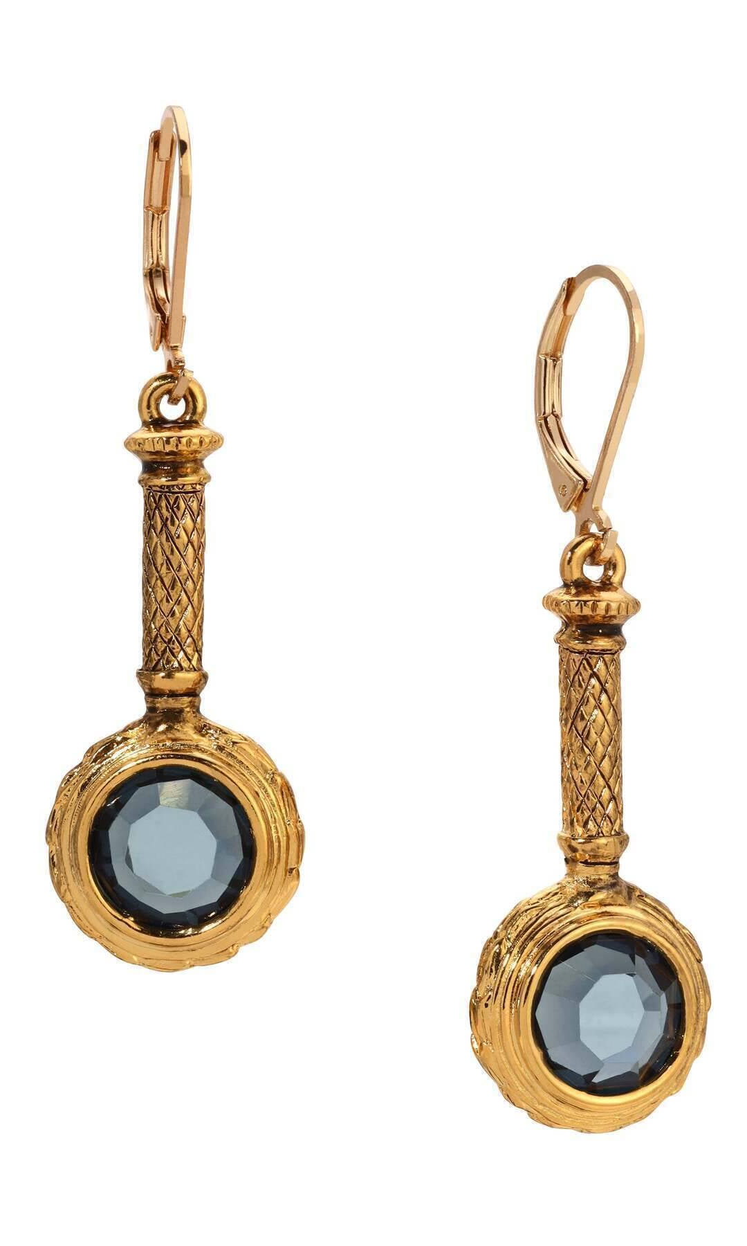 1928 Jewelry Round Austrian Crystal Magnifying Glass Shaped Drop Earrings