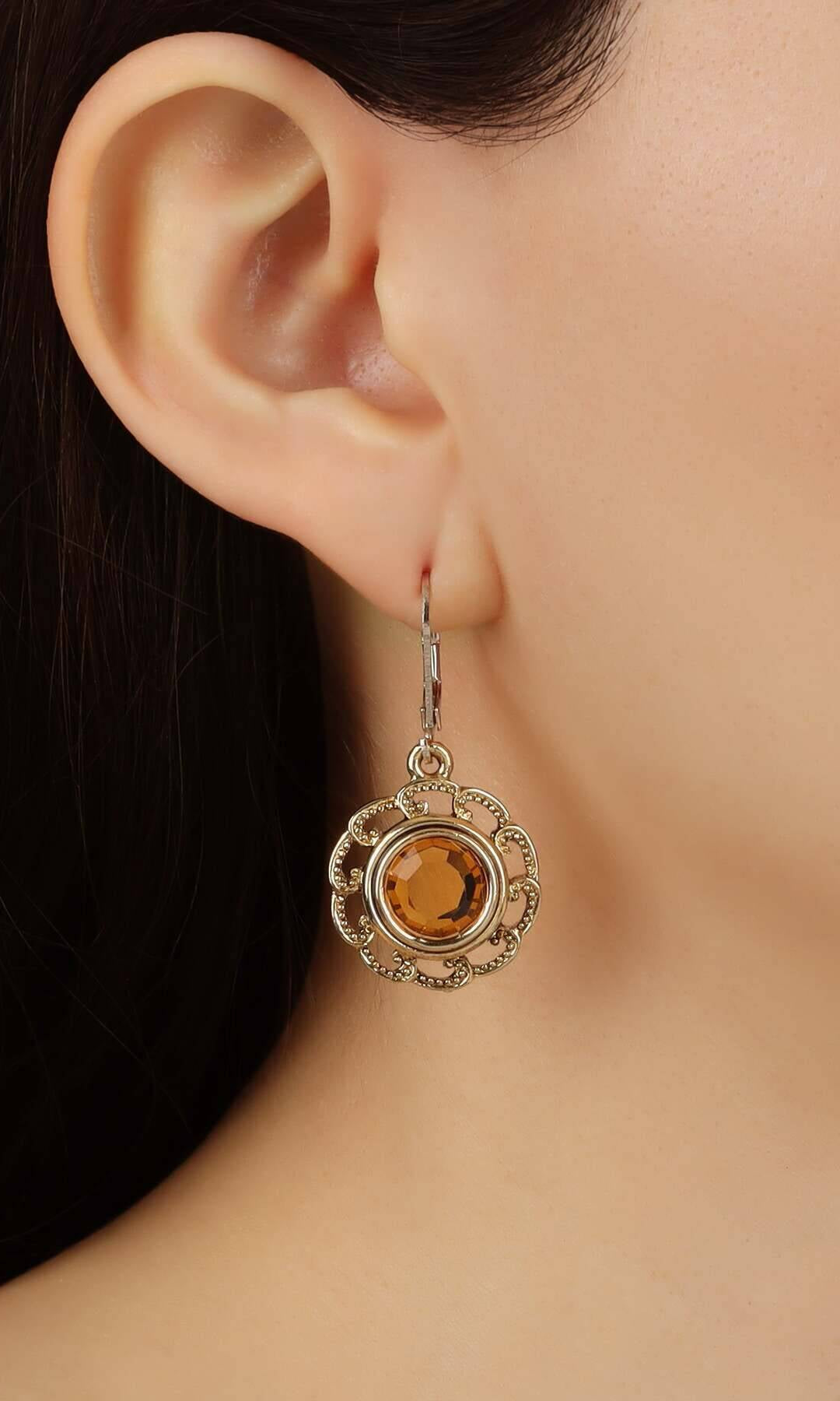1928 Jewelry Round Austrian Crystal Drop Earring