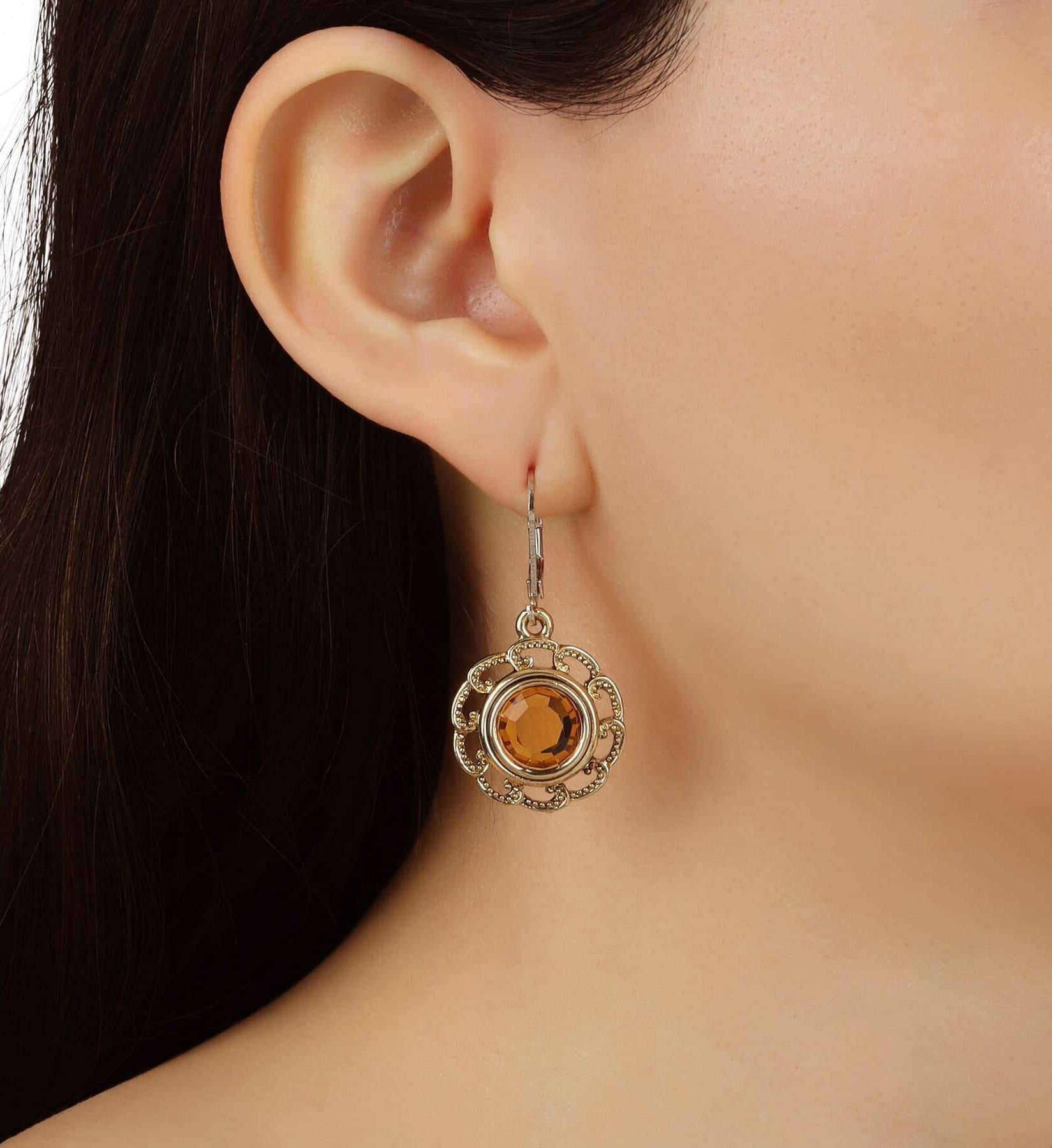 1928 Jewelry Round Austrian Crystal Drop Earring