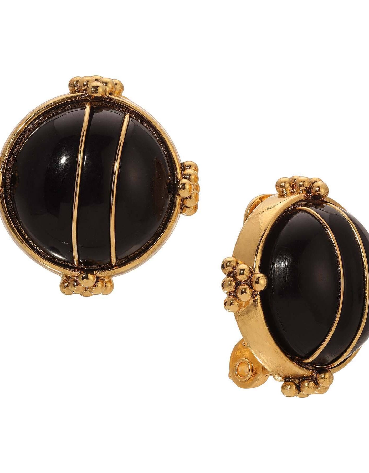 1928 Jewelry Deco Round Wired Stone Clip On Earrings