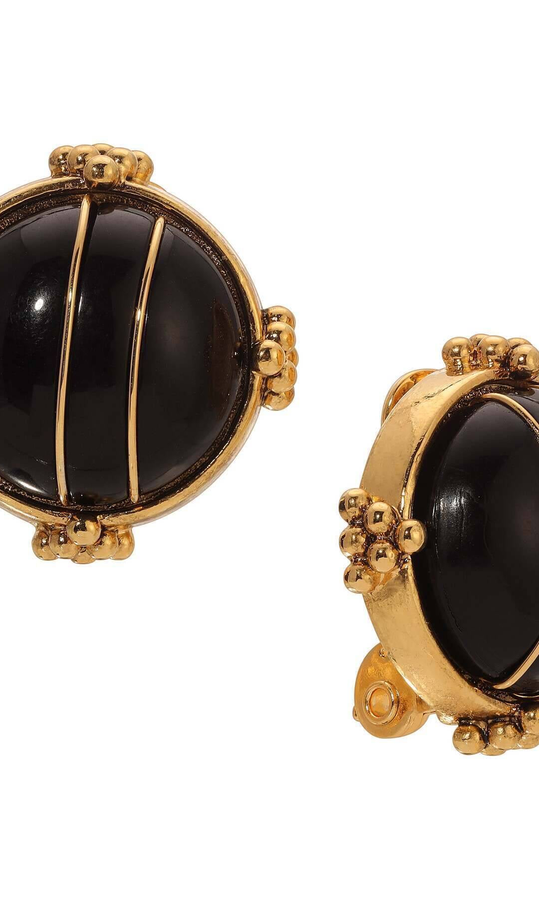 1928 Jewelry Deco Round Wired Stone Clip On Earrings