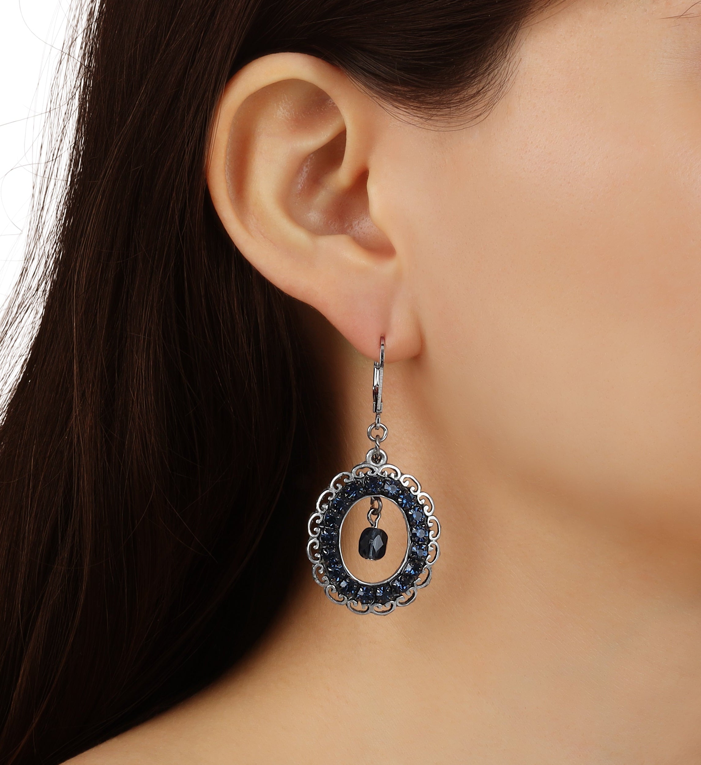 1928 Jewelry Montana Blue Fire Polished Crystal Dangling Earrings