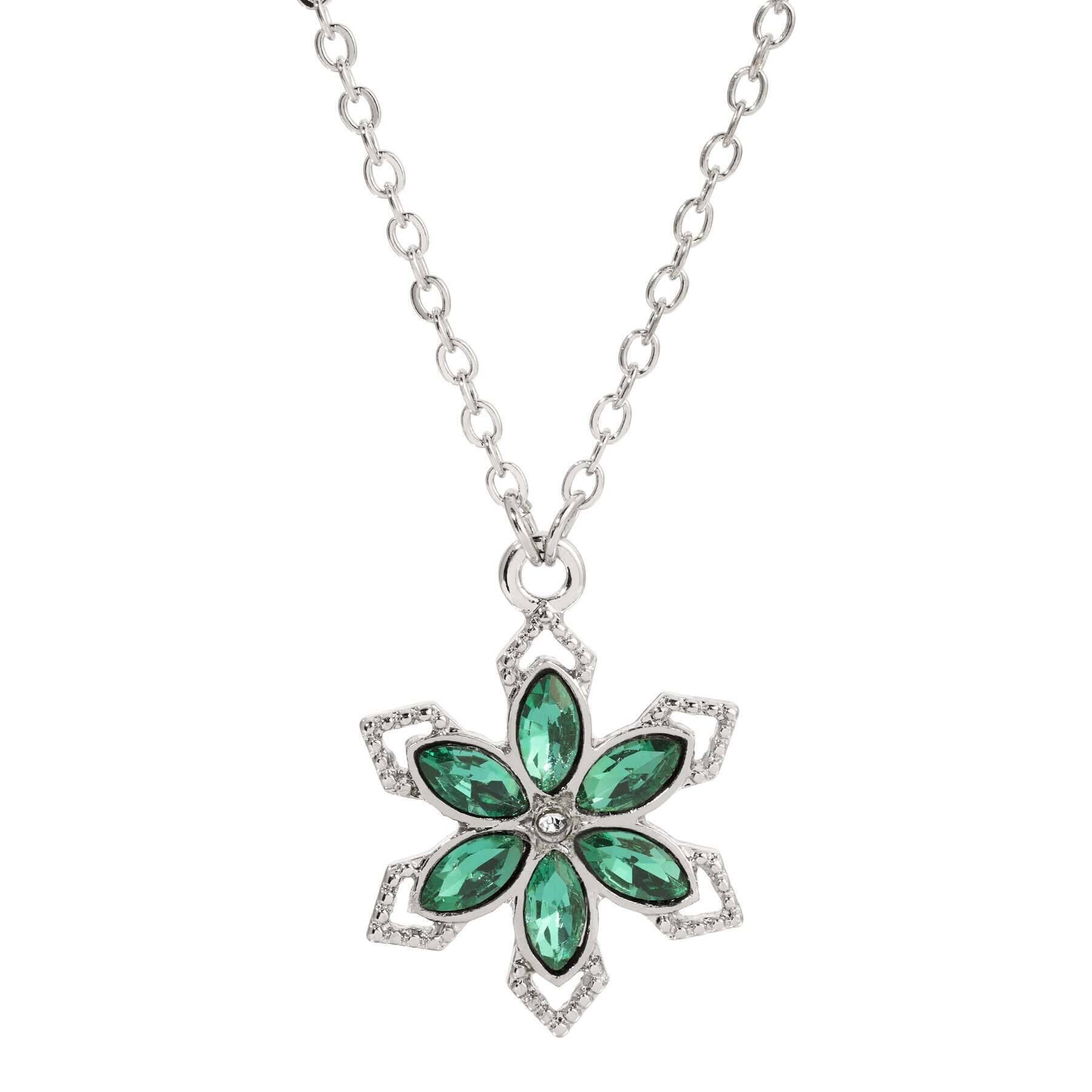 1928 Jewelry Petite Crystal Flower Pendant Necklace 16" + 3" Extender