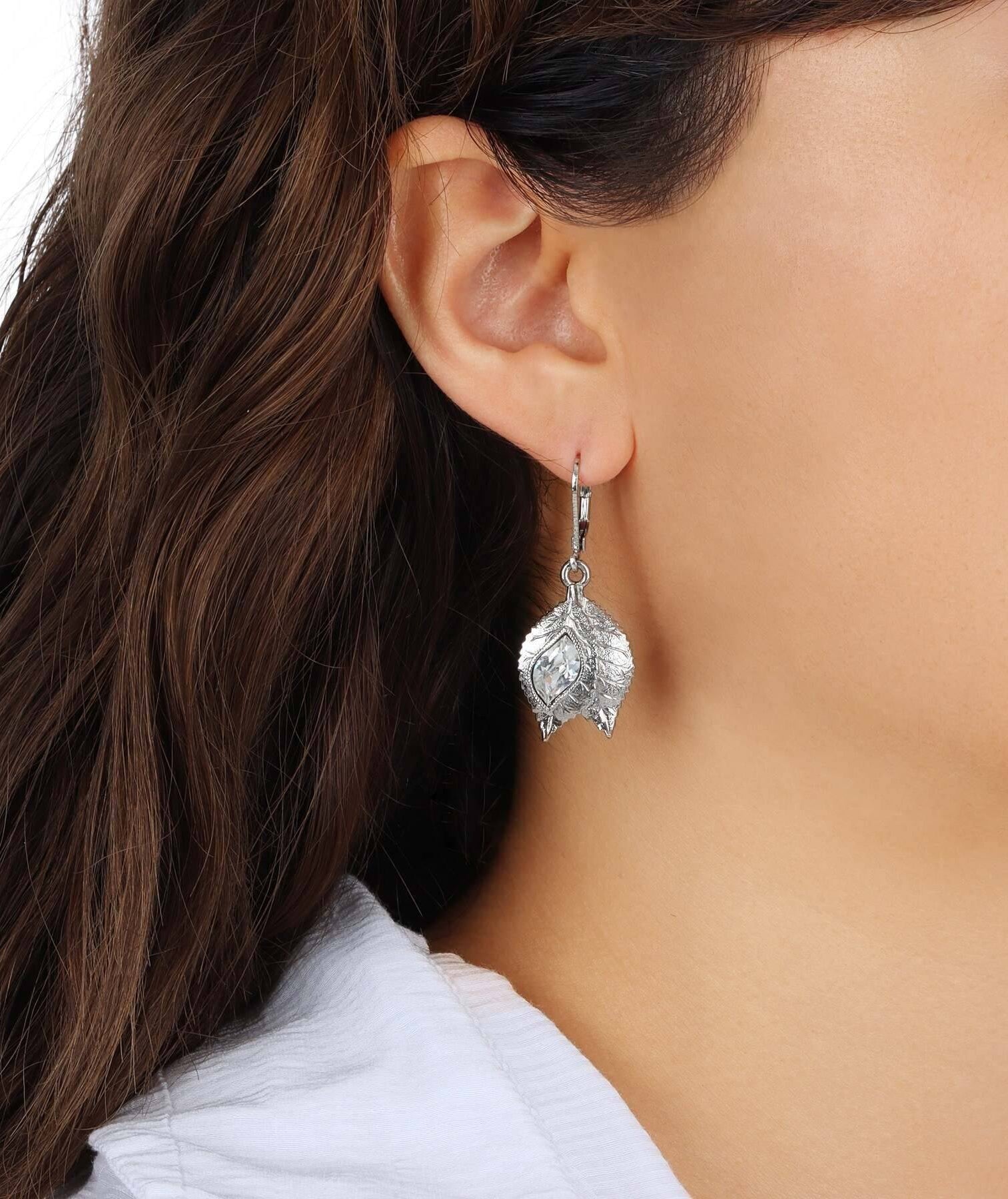 1928 Jewelry Autumn Leaves Austrian Crystal Drop Earrings
