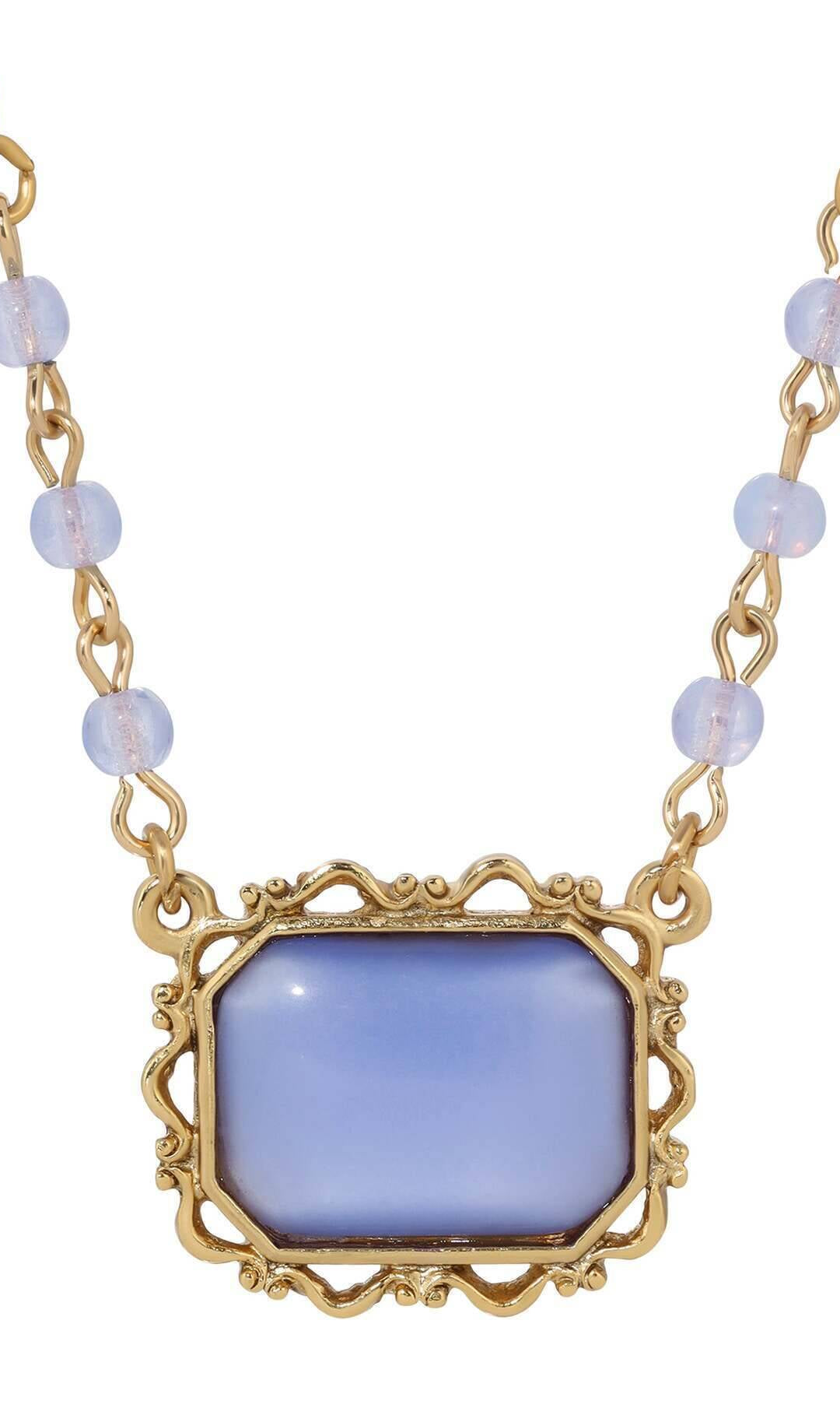 1928 Jewelry Octagon Moonstone Pendant Necklace 15" + 3" Extension