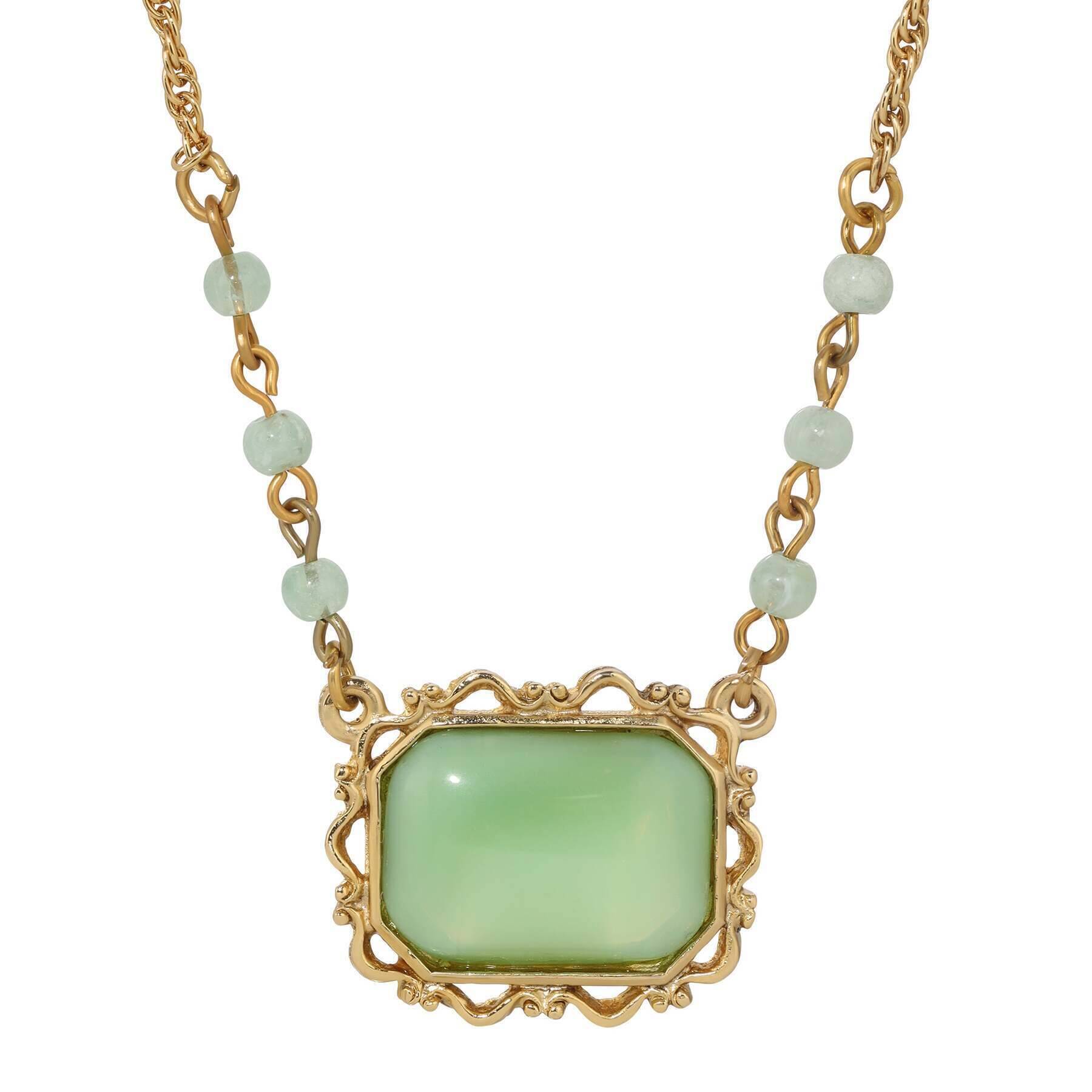 1928 Jewelry Octagon Moonstone Pendant Necklace 15" + 3" Extension