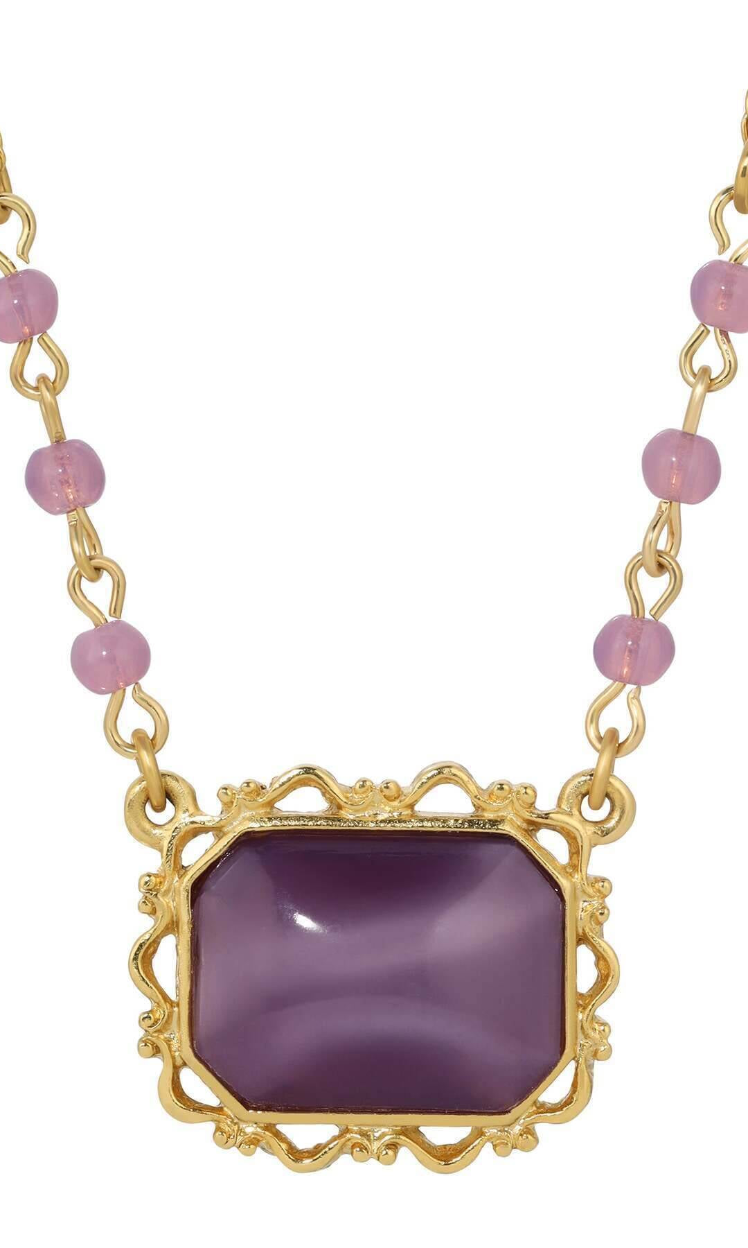 1928 Jewelry Octagon Moonstone Pendant Necklace 15" + 3" Extension