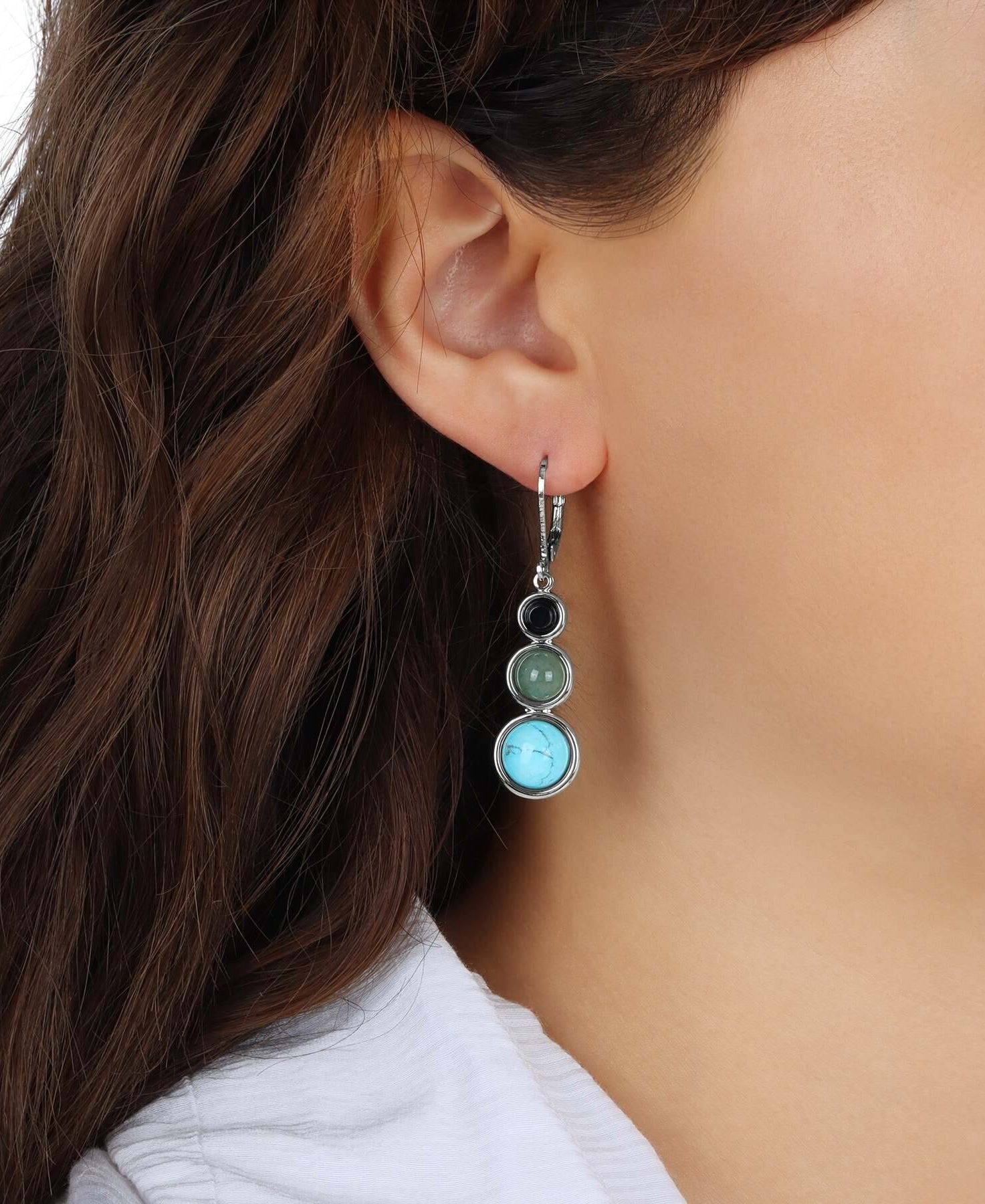 1928 Jewelry Graduated Multi Gemstone Linear Earrings