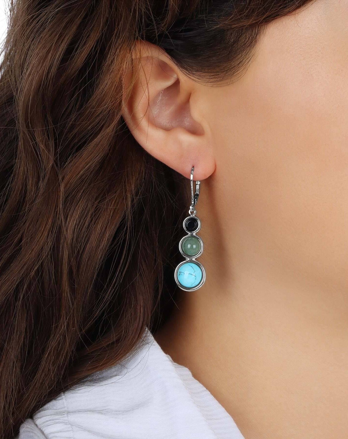 1928 Jewelry Graduated Multi Gemstone Linear Earrings